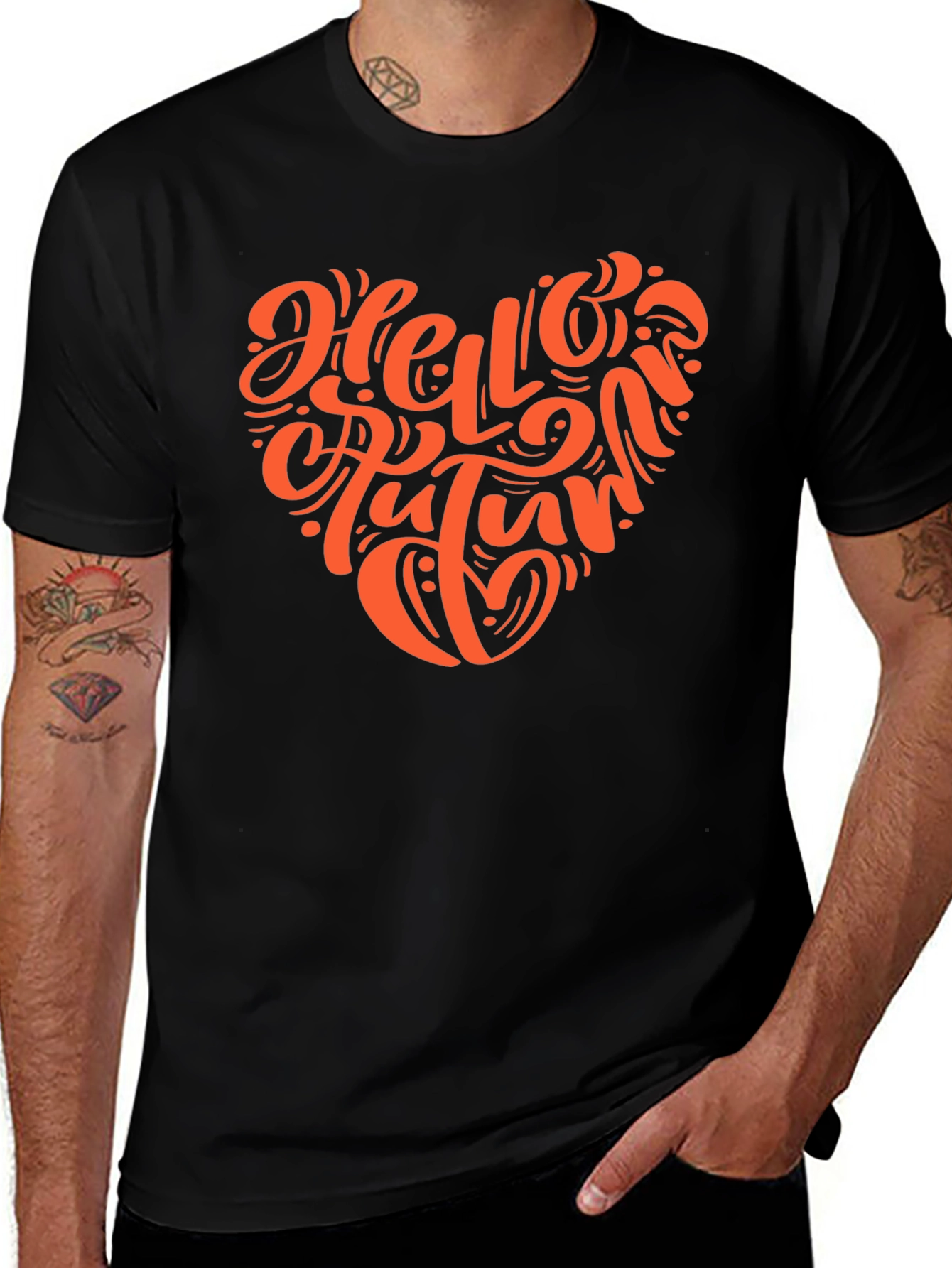Hello Autumn Black T-Shirt