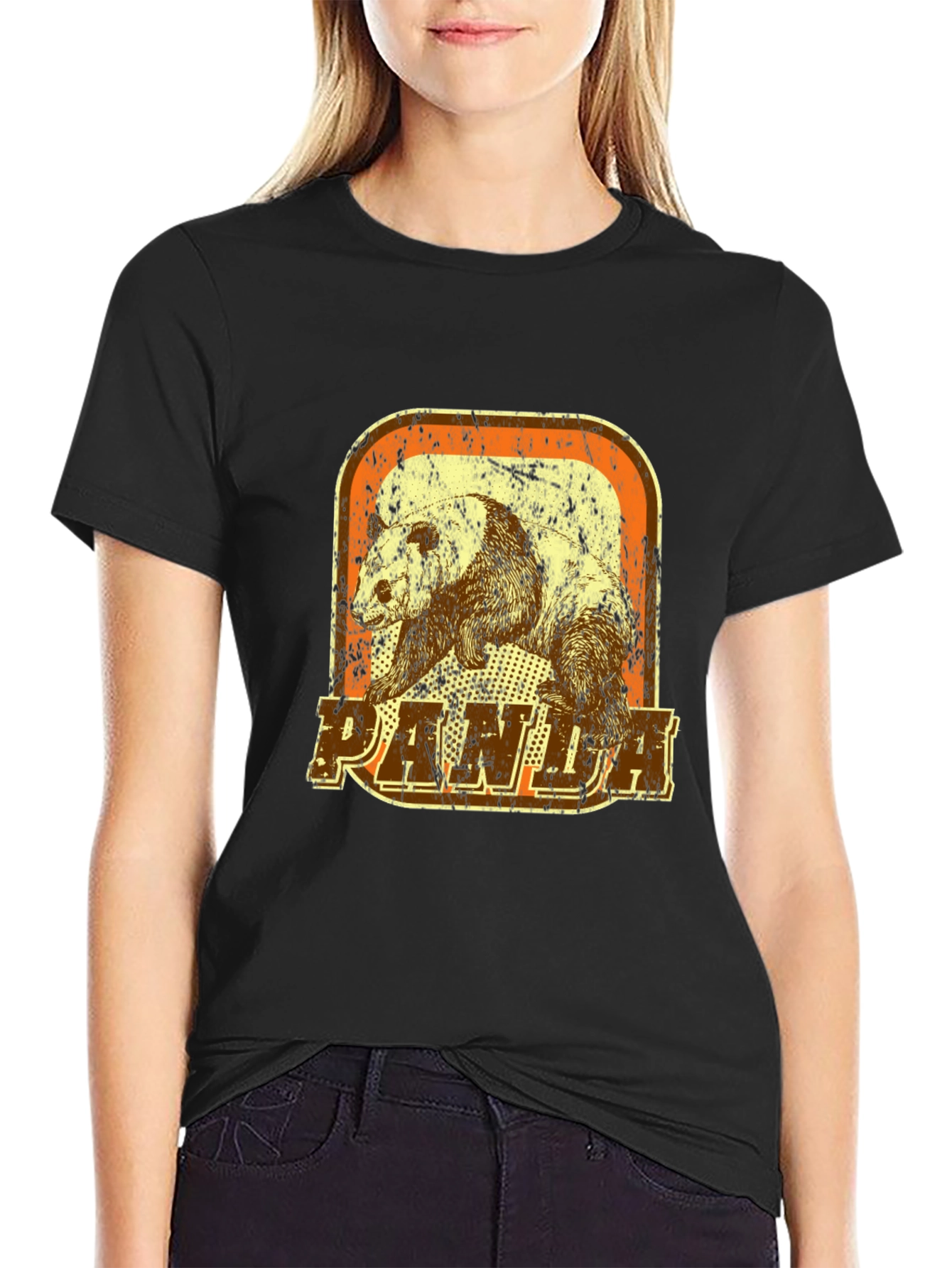 Vintage Panda Graphic T-Shirt - Distressed Design