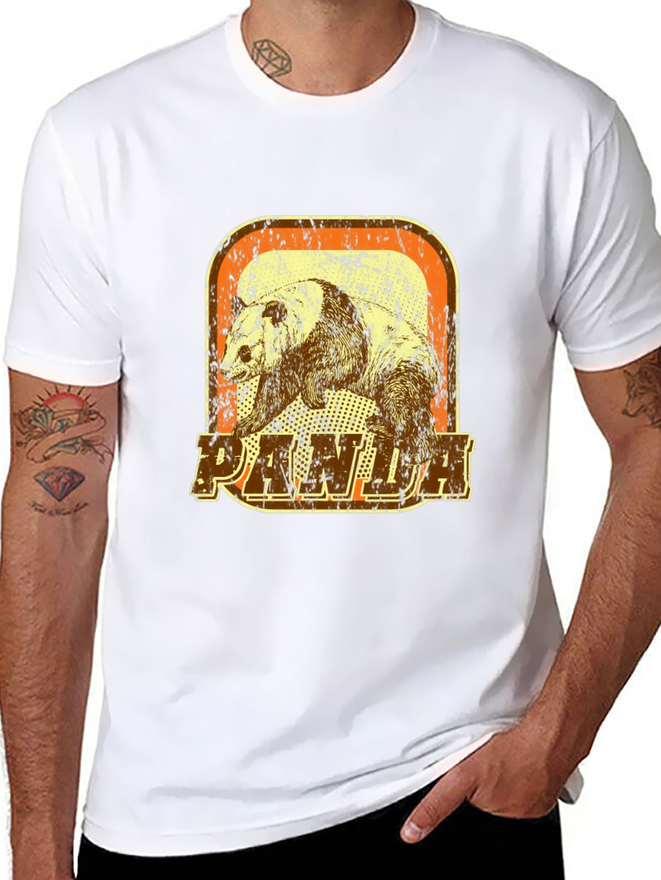 Vintage Panda Graphic T-Shirt - Distressed Design