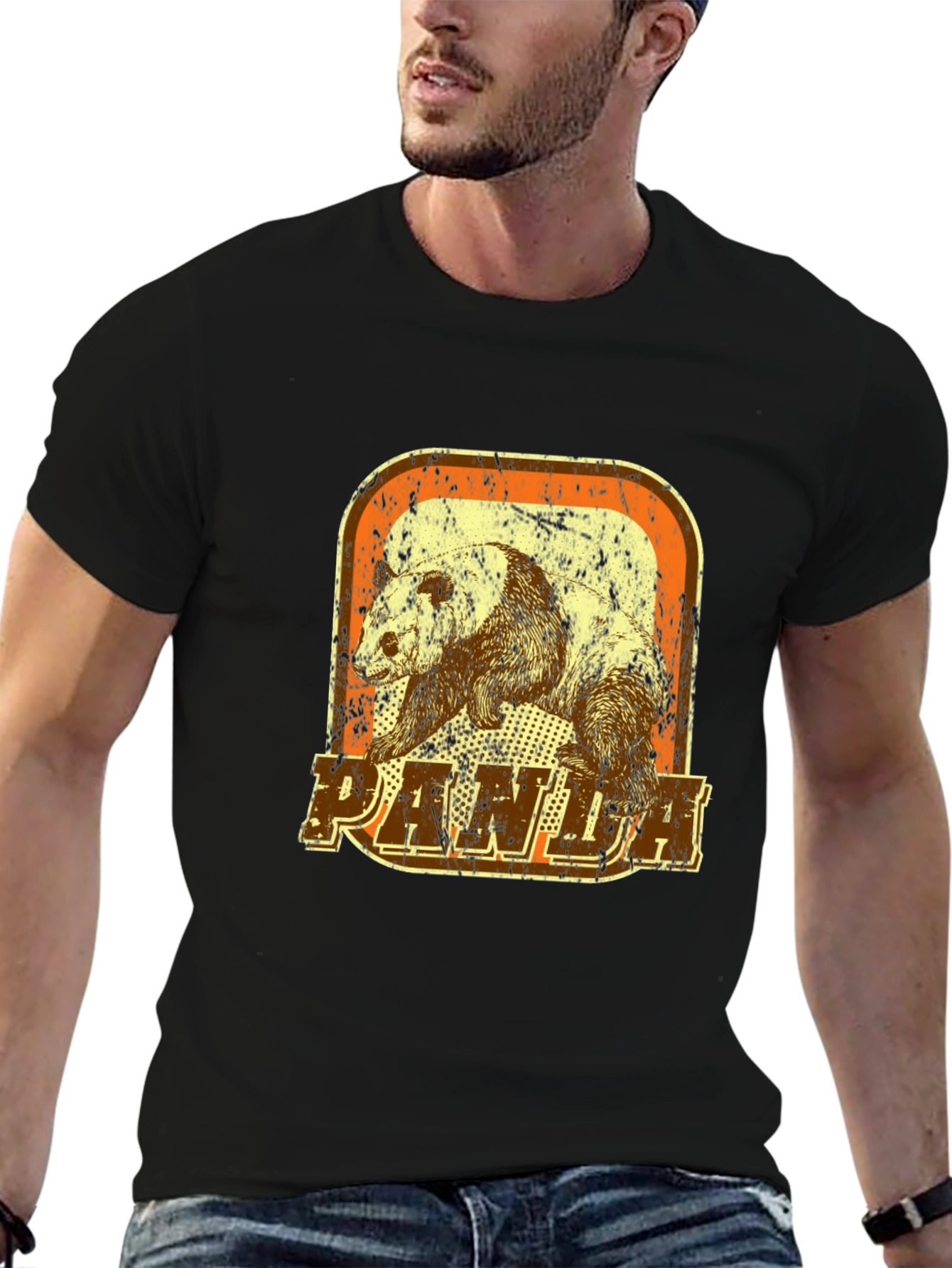 Vintage Panda Graphic T-Shirt - Distressed Design