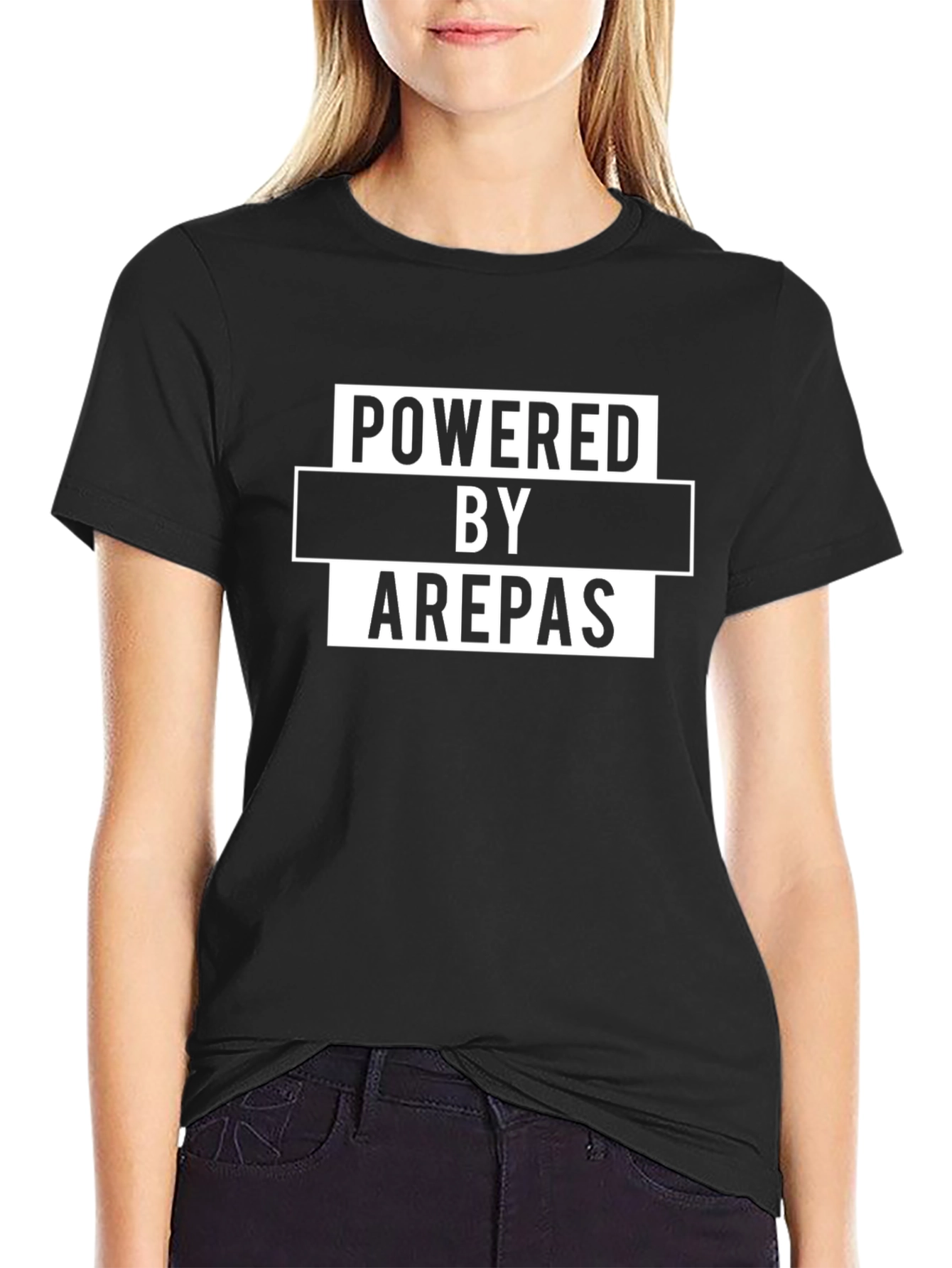 Powered By Arepas Black Graphic Tee
