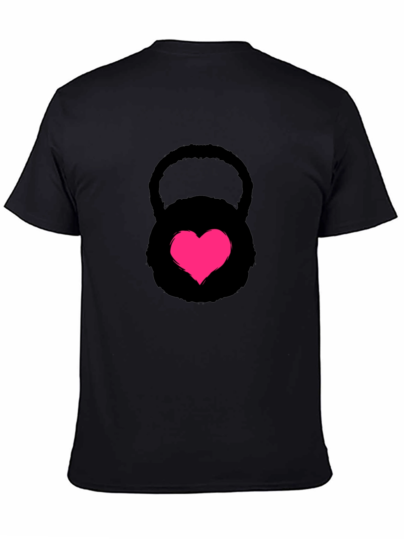 Heart Kettlebell Black T-Shirt Workout Fitness Gym