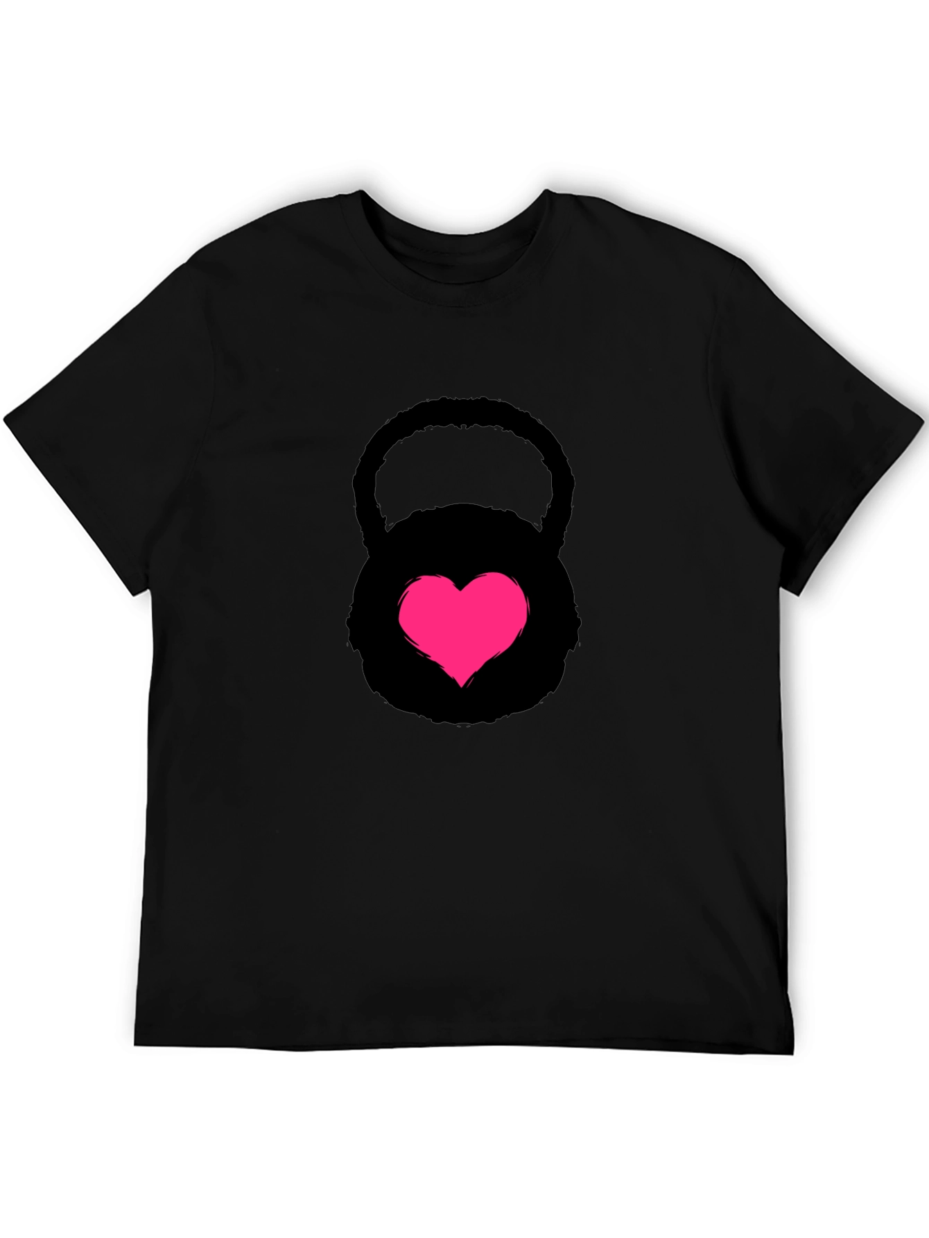 Heart Kettlebell Black T-Shirt Workout Fitness Gym