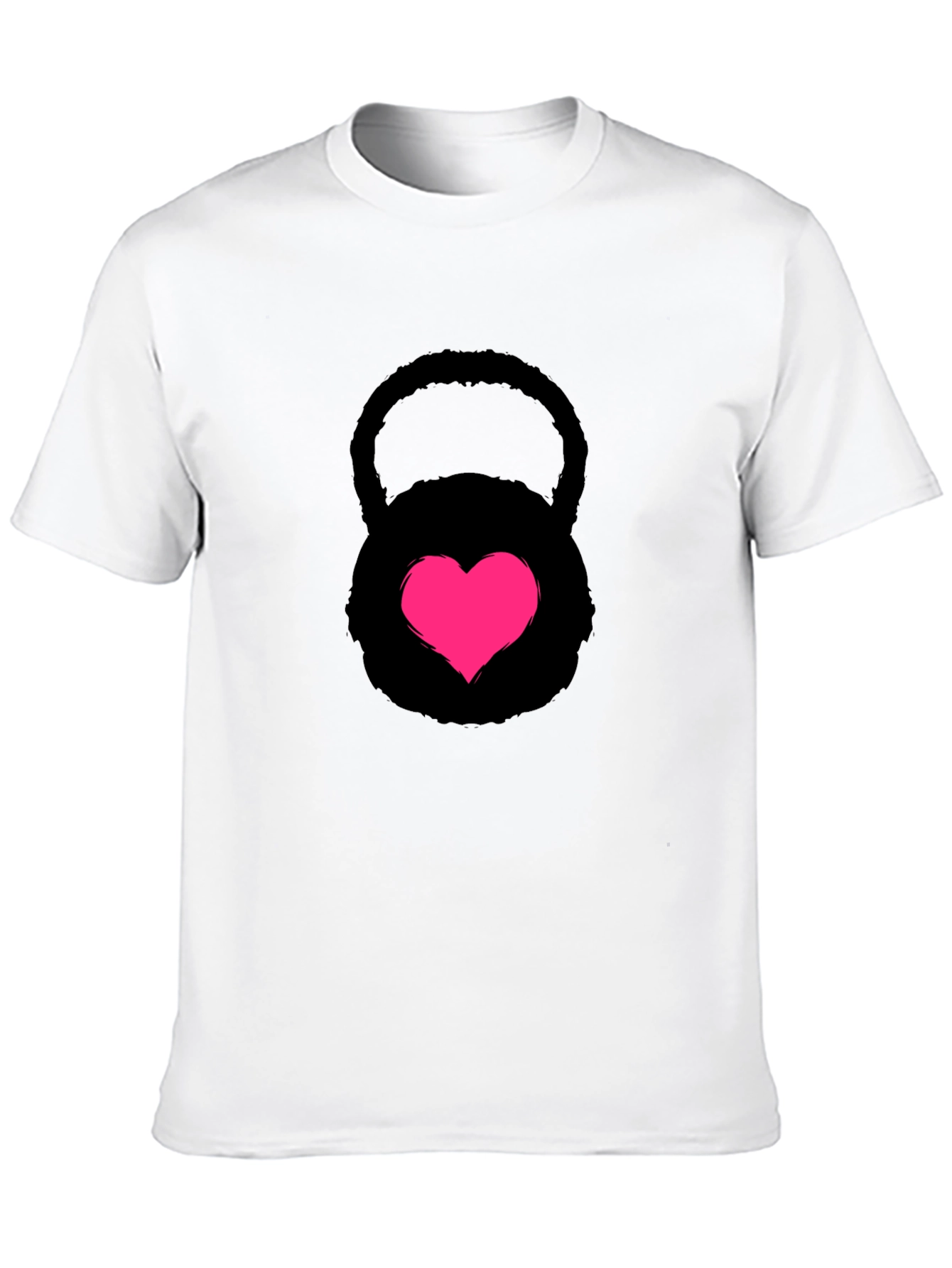 Heart Kettlebell Black T-Shirt Workout Fitness Gym