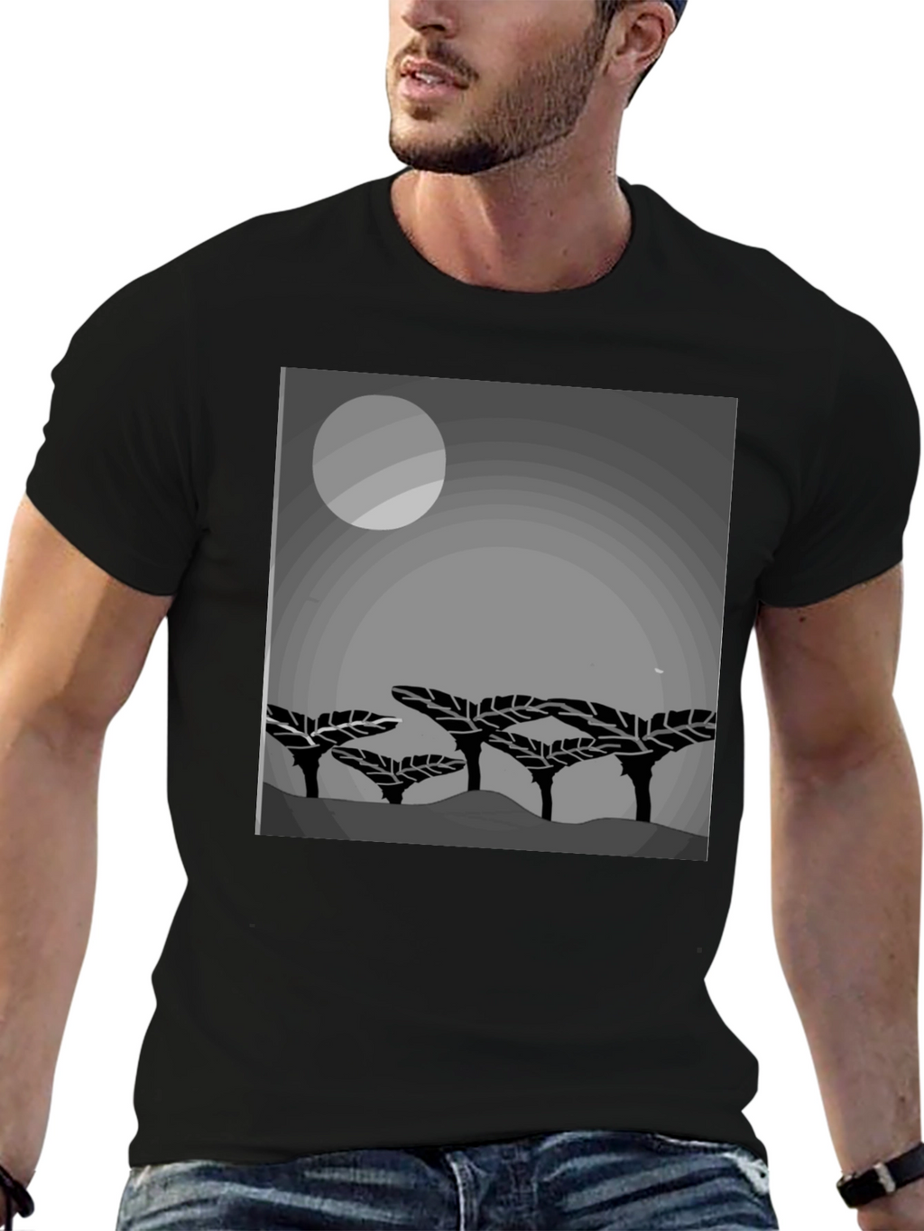 Mens Graphic Print Crew Neck T-Shirt