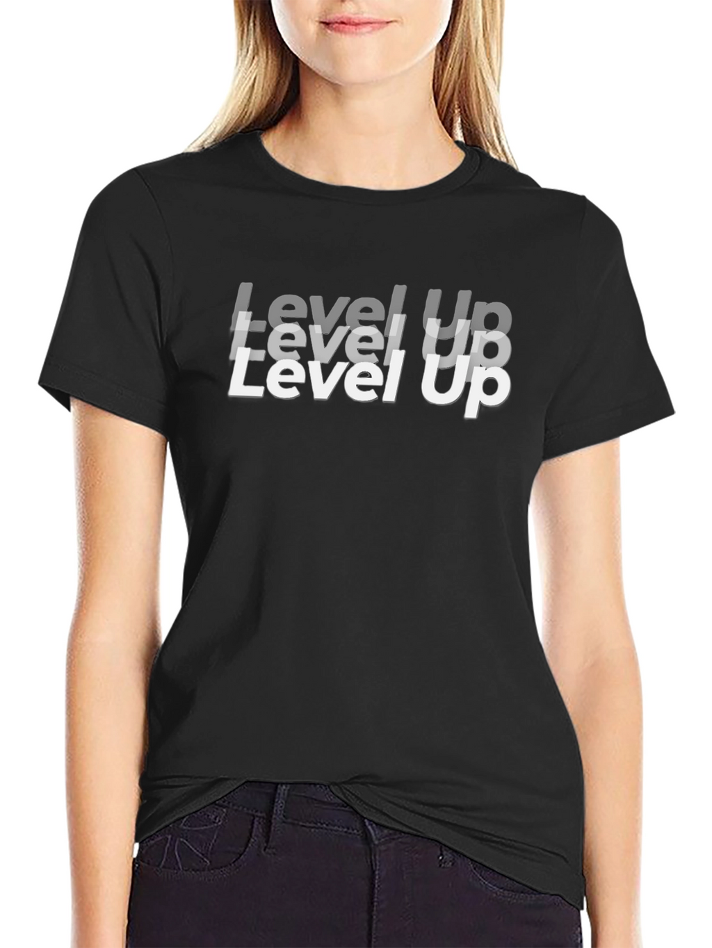 Level Up Black Graphic Tee for Gamers