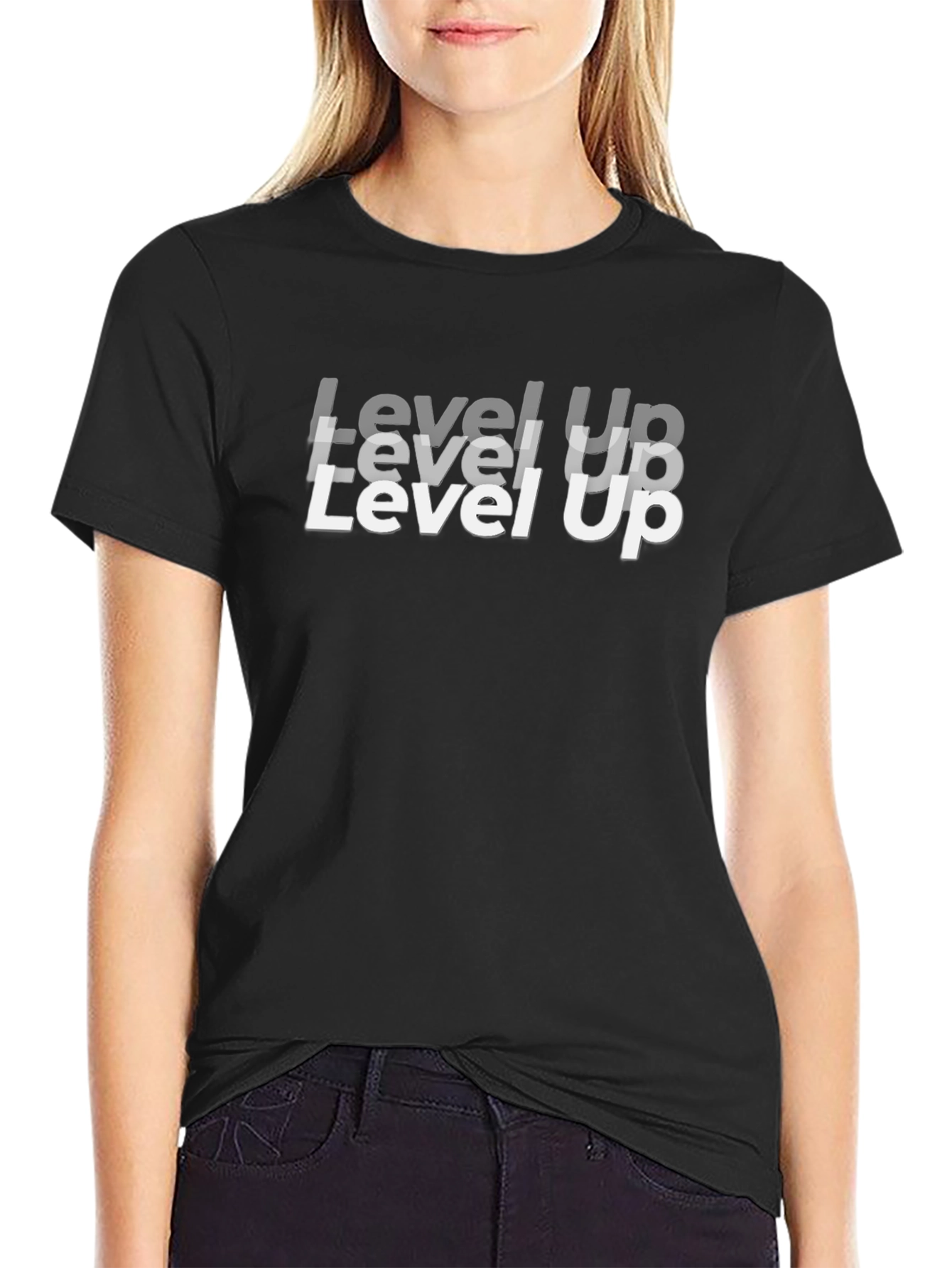 Level Up Black Graphic Tee for Gamers
