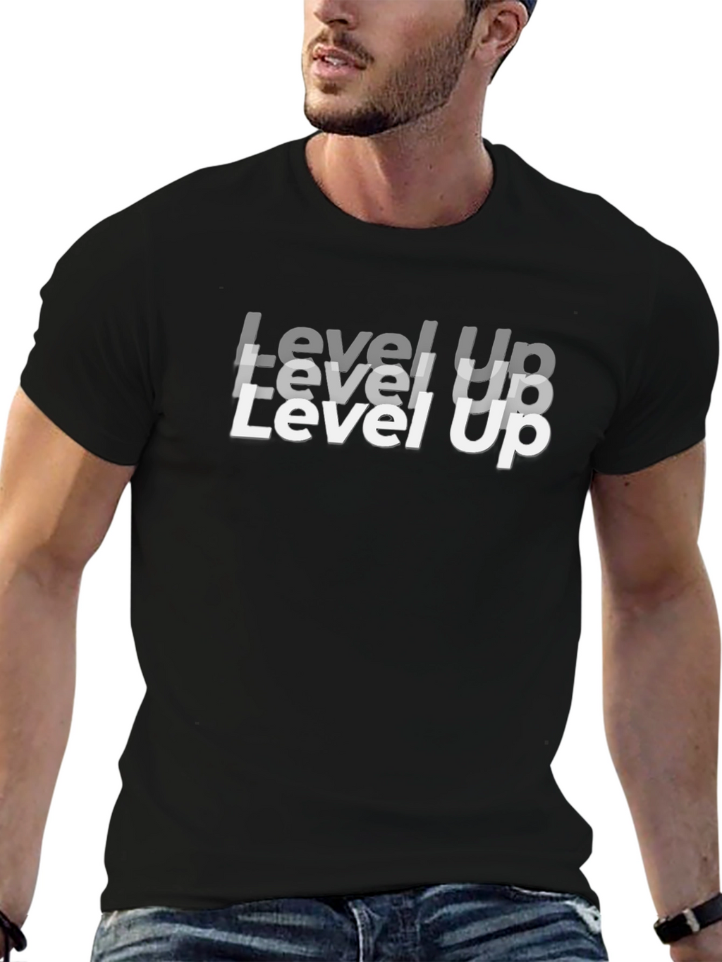 Level Up Black Graphic Tee for Gamers