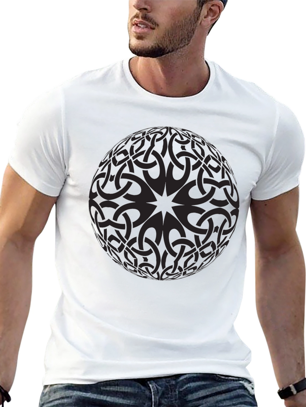 Celtic Knot Sphere Graphic Tee - Mens Black T-Shirt