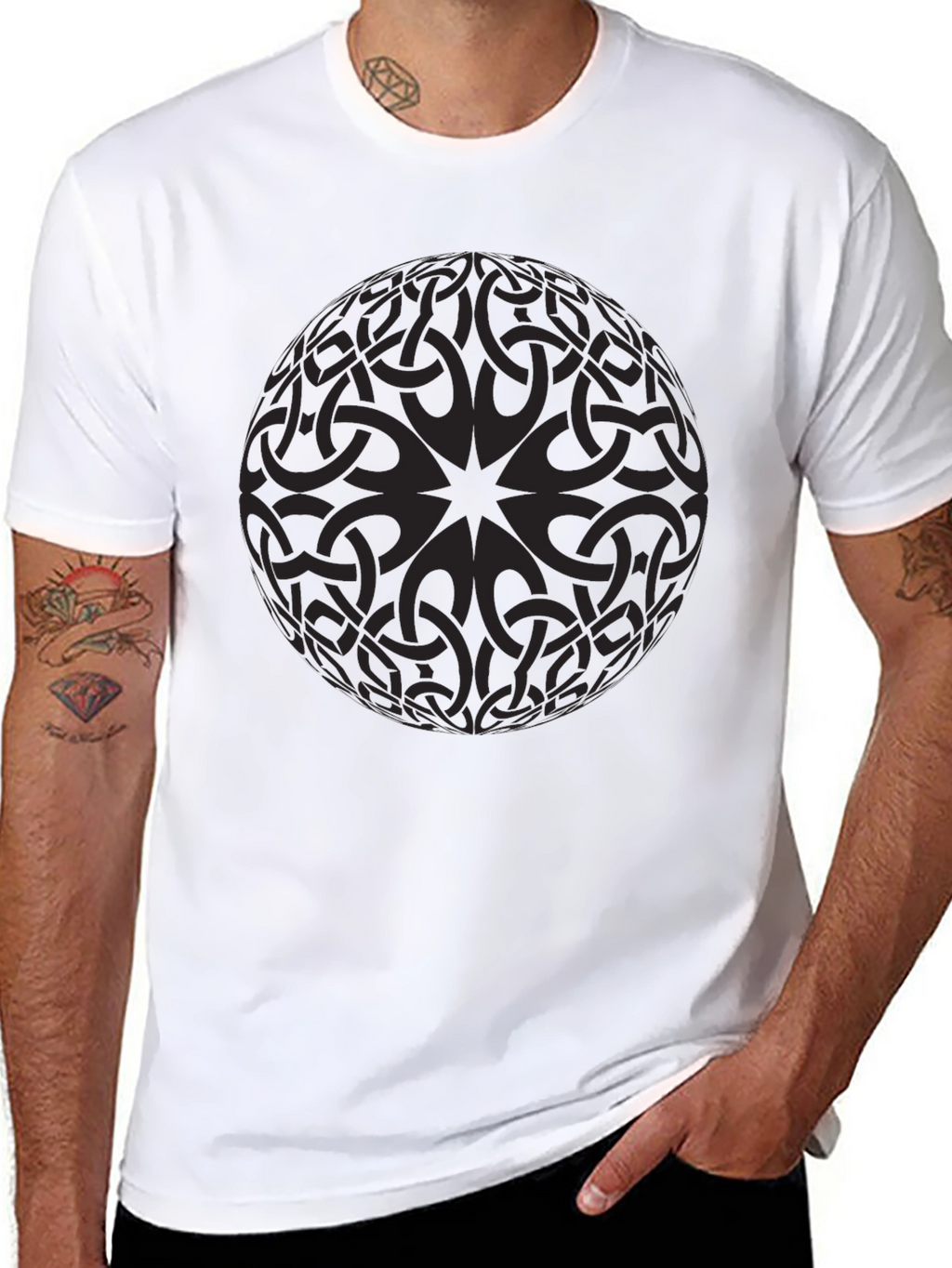 Celtic Knot Sphere Graphic Tee - Mens Black T-Shirt