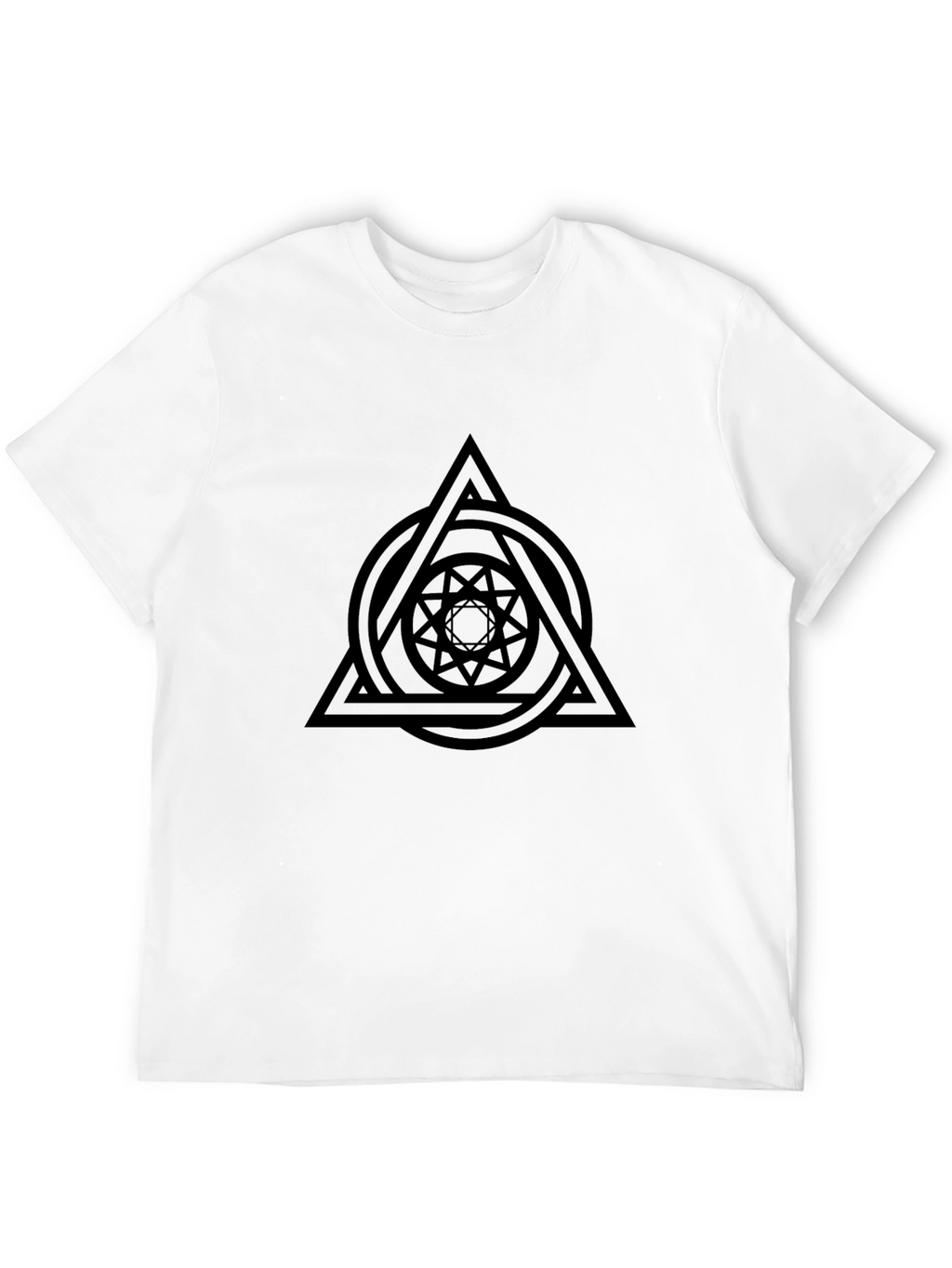 Geometric Design Black T-Shirt for Men