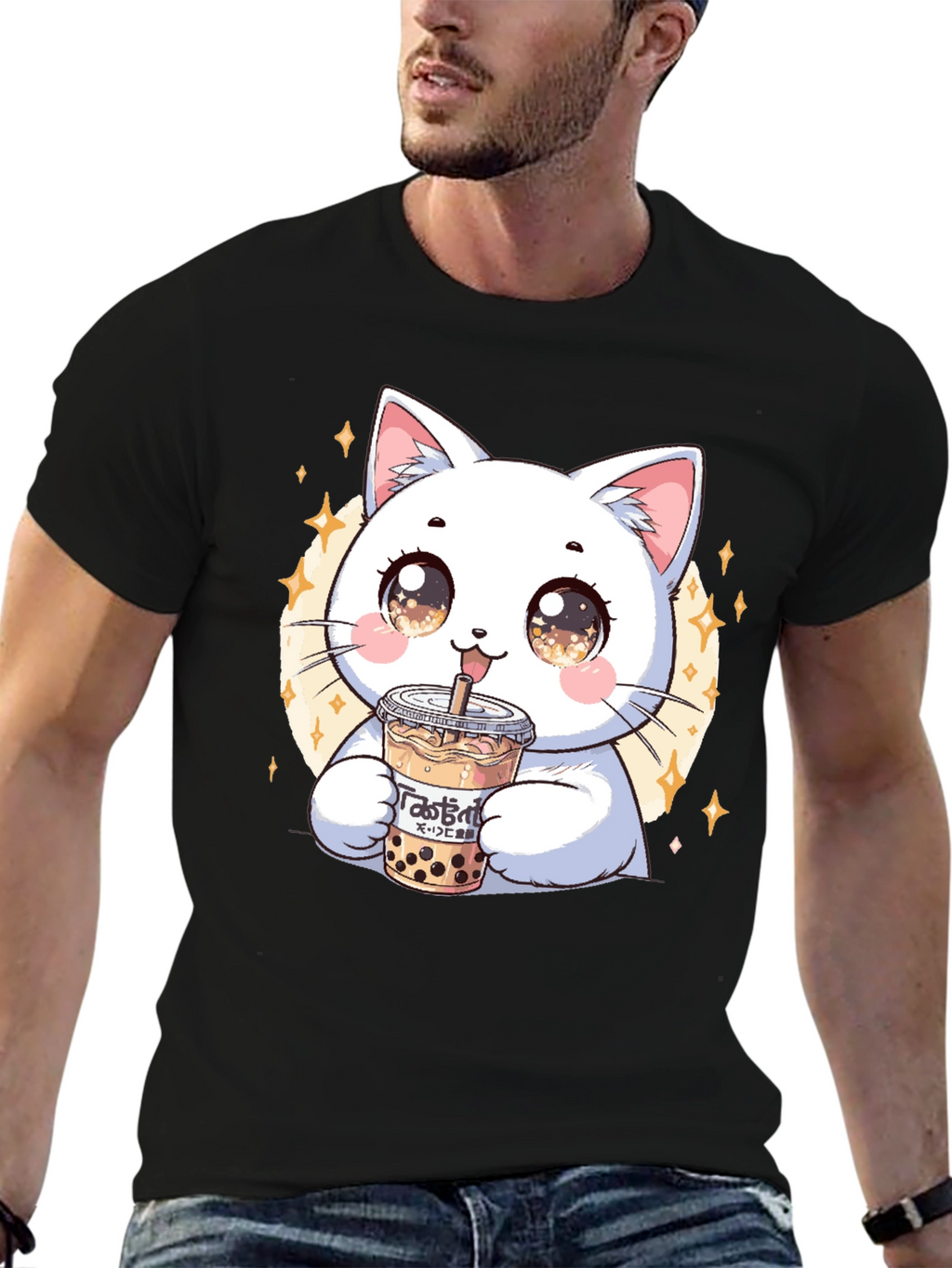 Cute Cat Boba Tea Graphic Tee