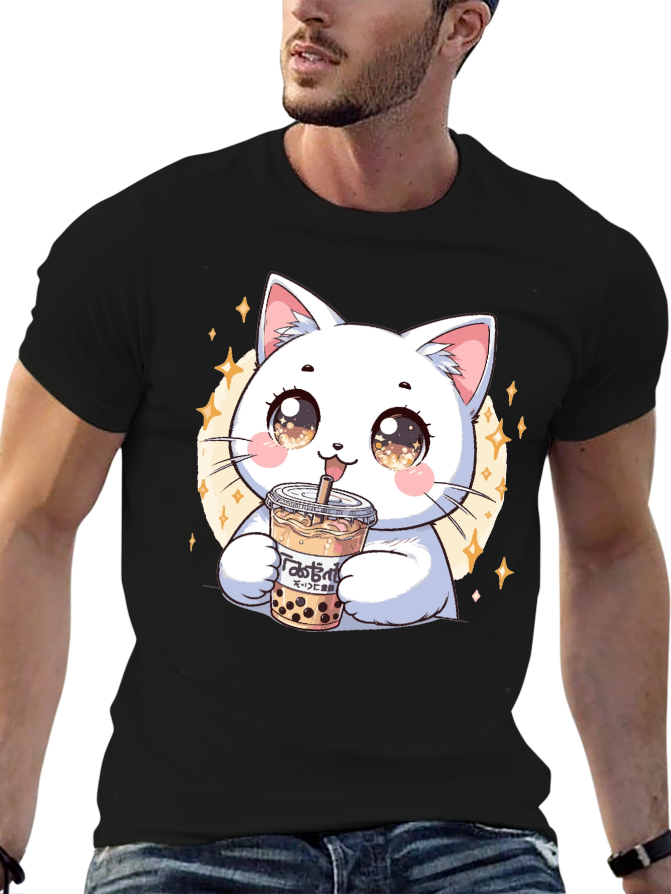 Cute Cat Boba Tea Graphic Tee