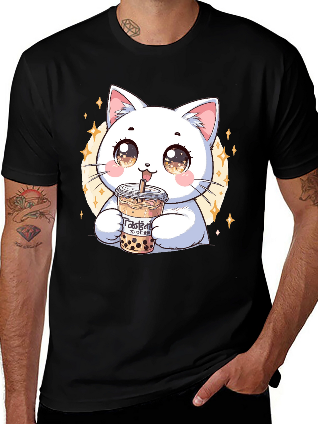 Cute Cat Boba Tea Graphic Tee