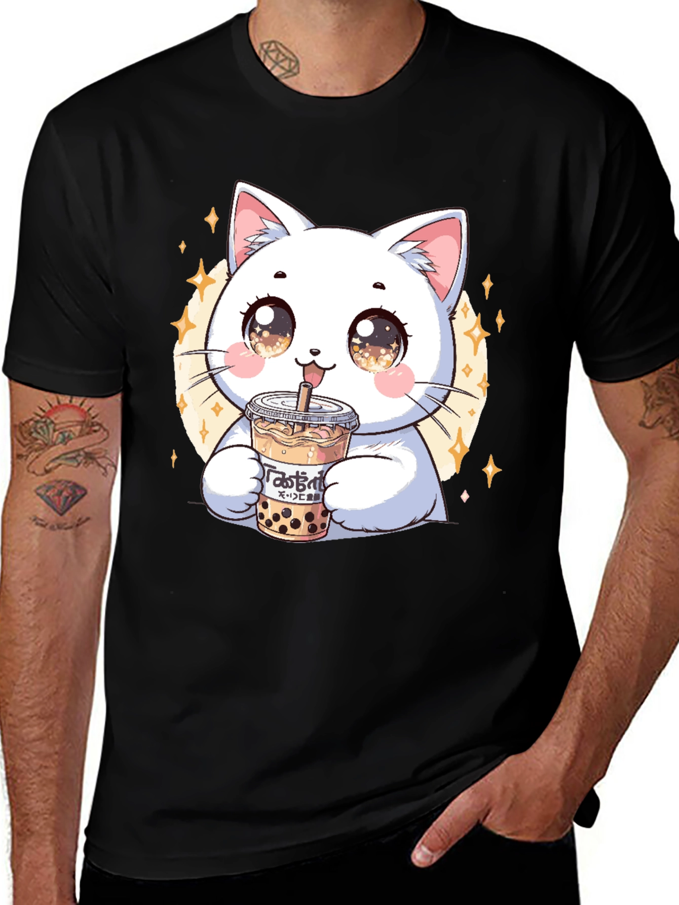 Cute Cat Boba Tea Graphic Tee