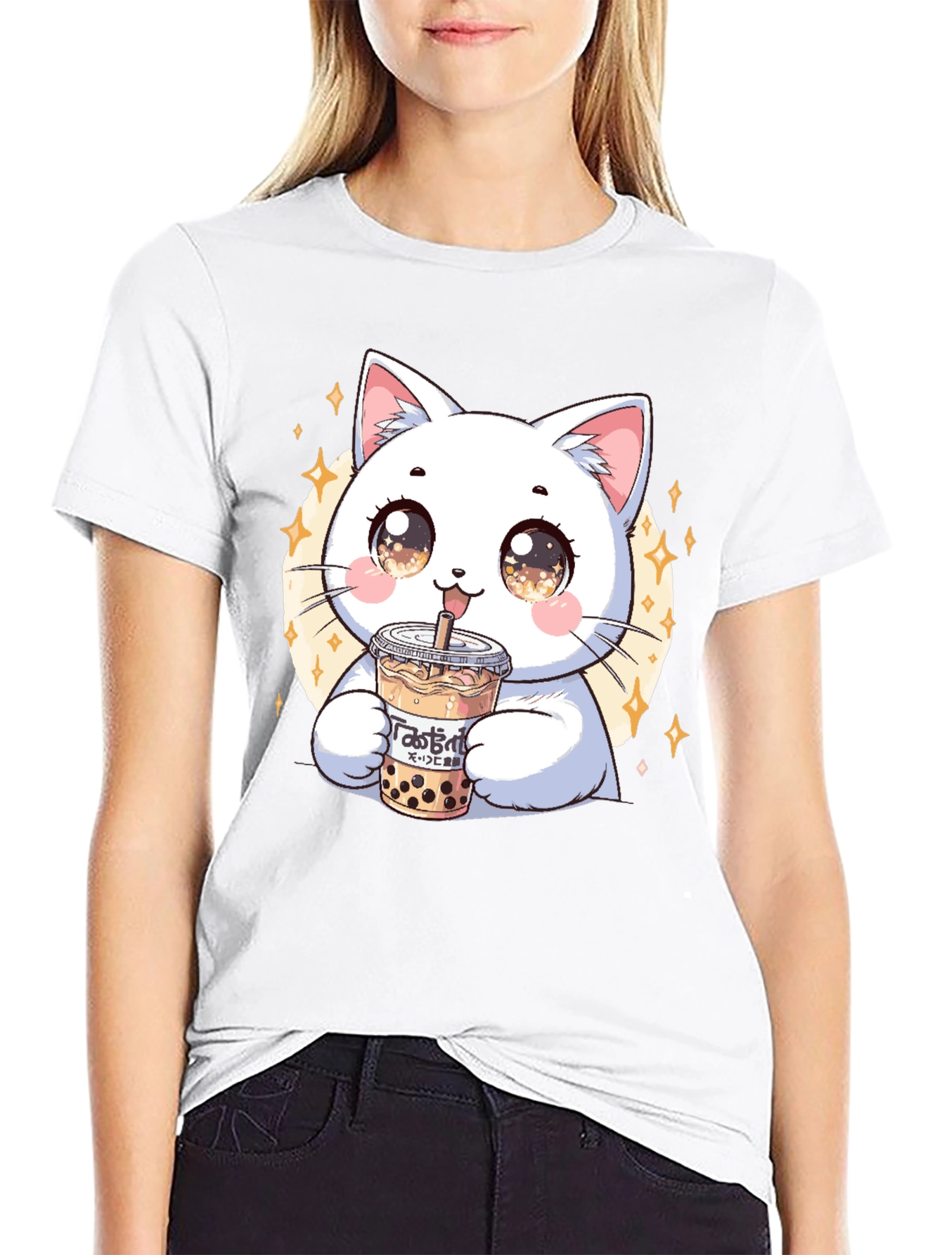 Cute Cat Boba Tea Graphic Tee