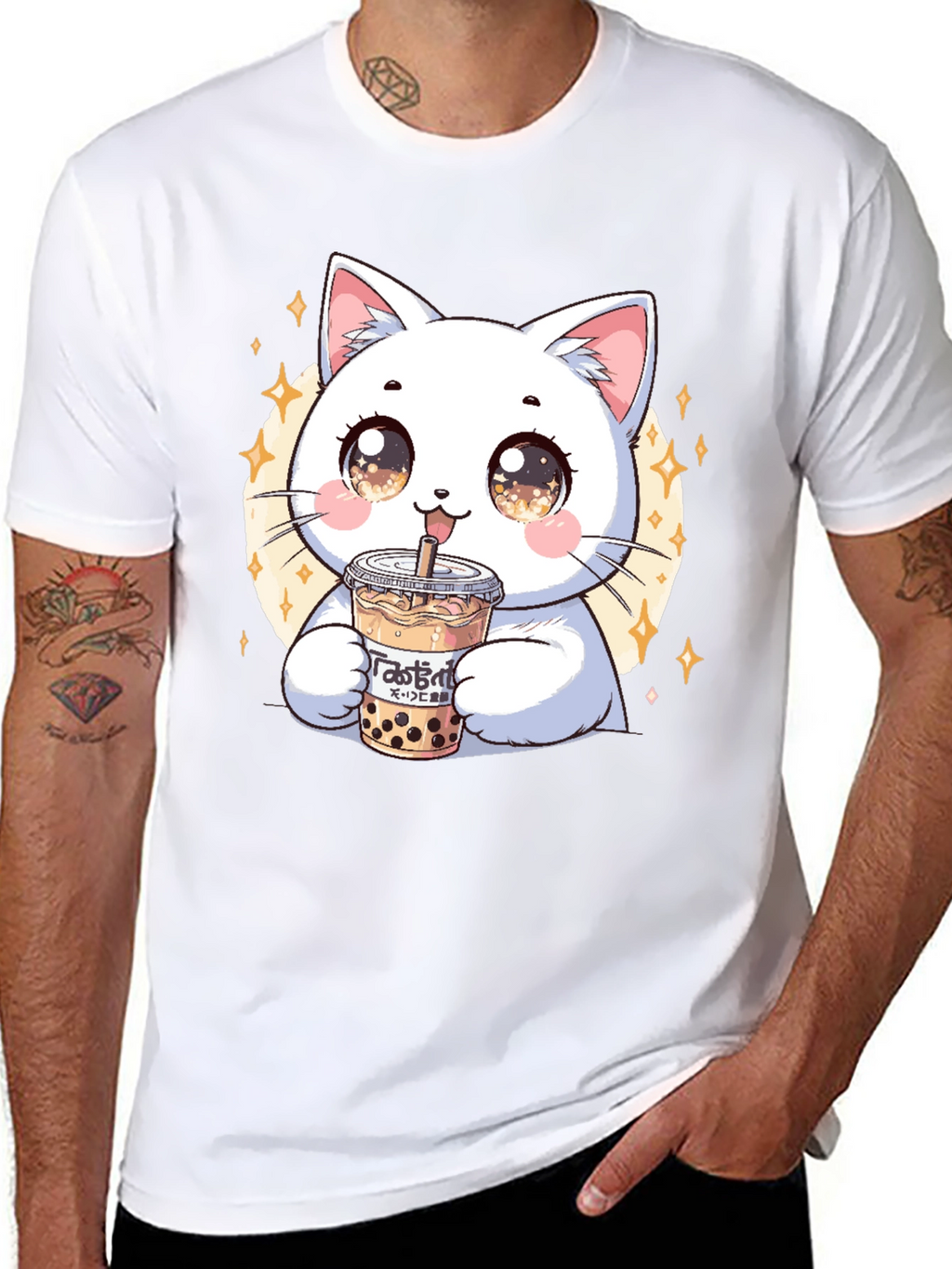Cute Cat Boba Tea Graphic Tee