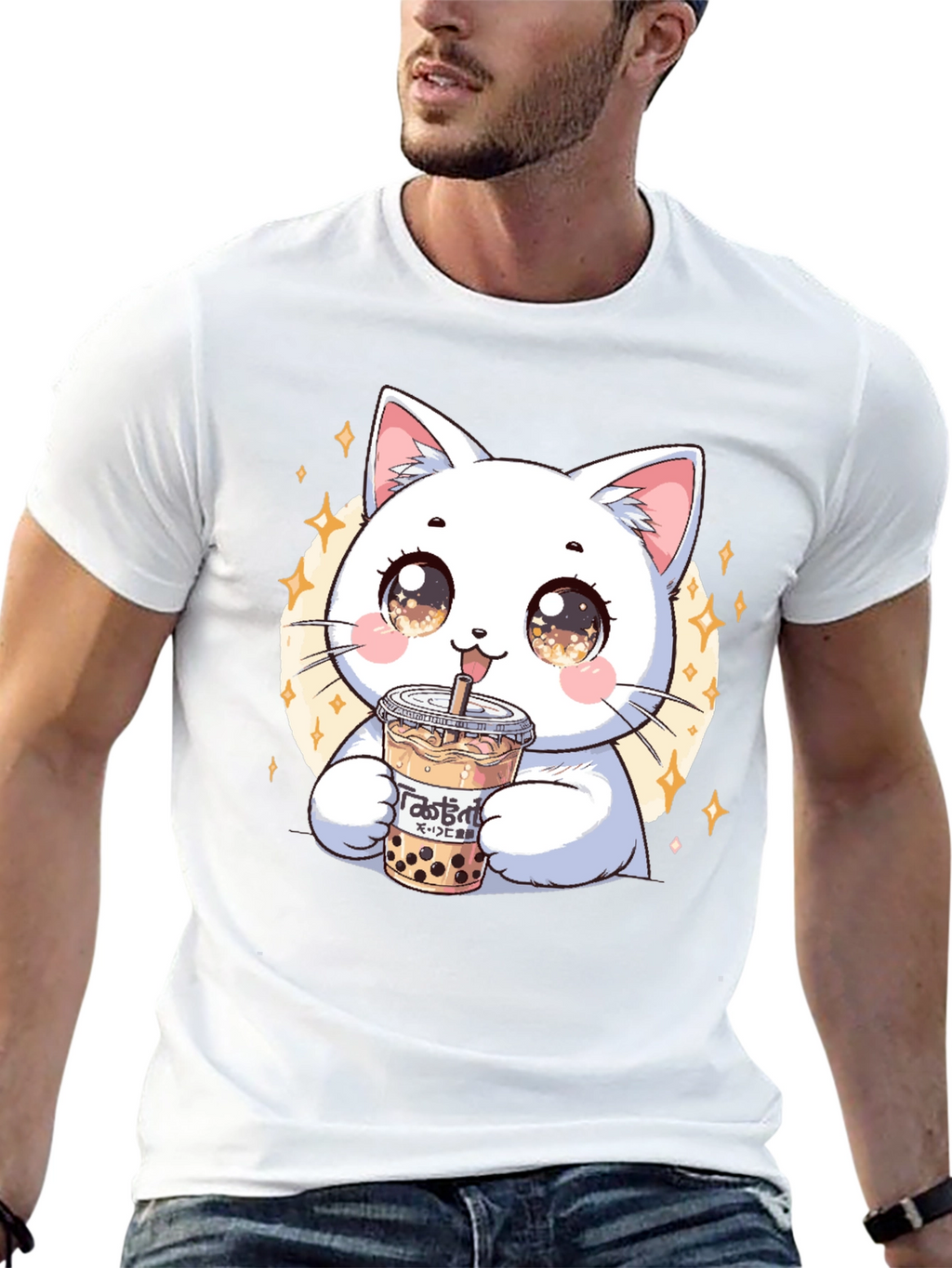 Cute Cat Boba Tea Graphic Tee