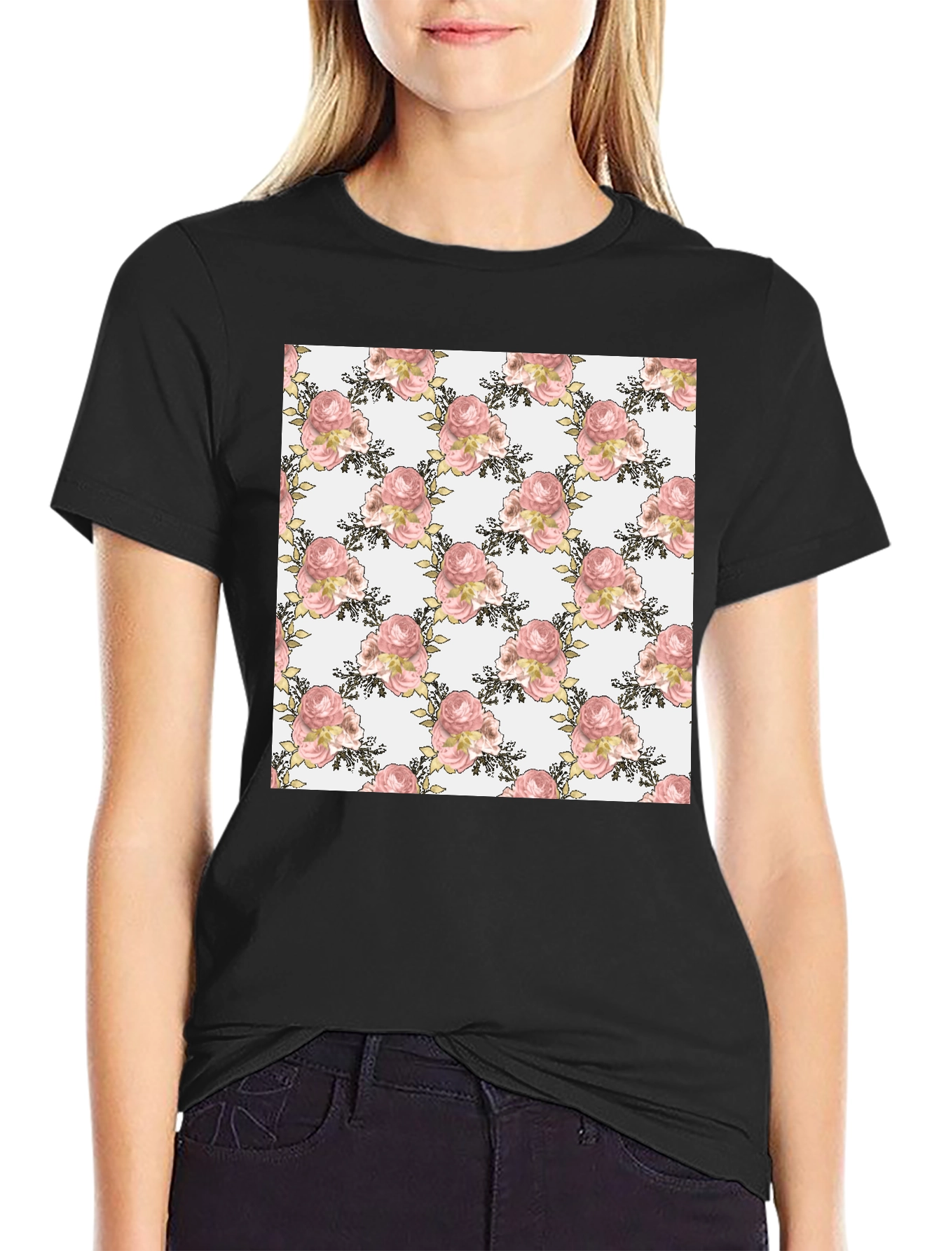 Floral Rose Pattern T-Shirt Stylish Menswear
