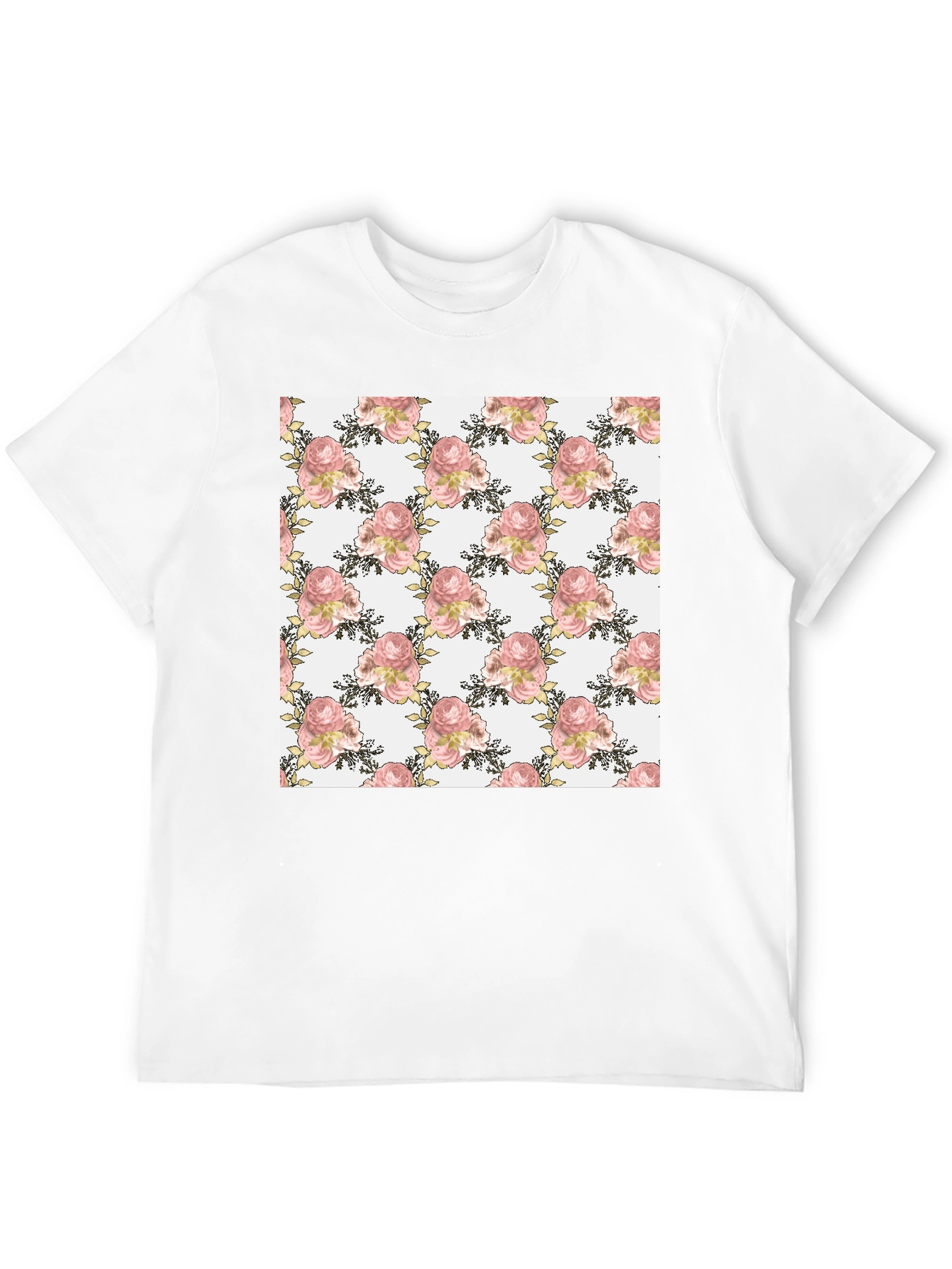 Floral Rose Pattern T-Shirt Stylish Menswear