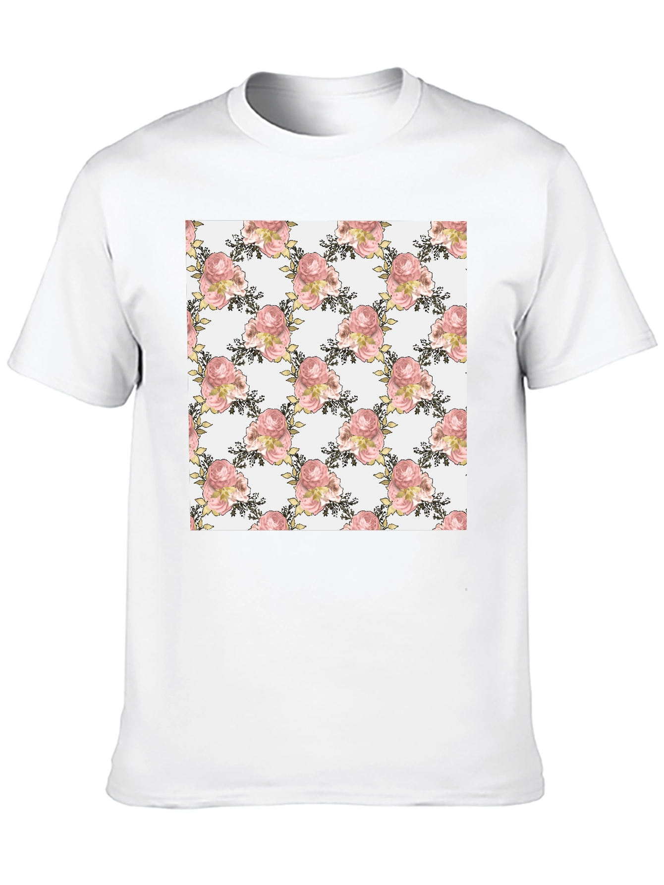 Floral Rose Pattern T-Shirt Stylish Menswear