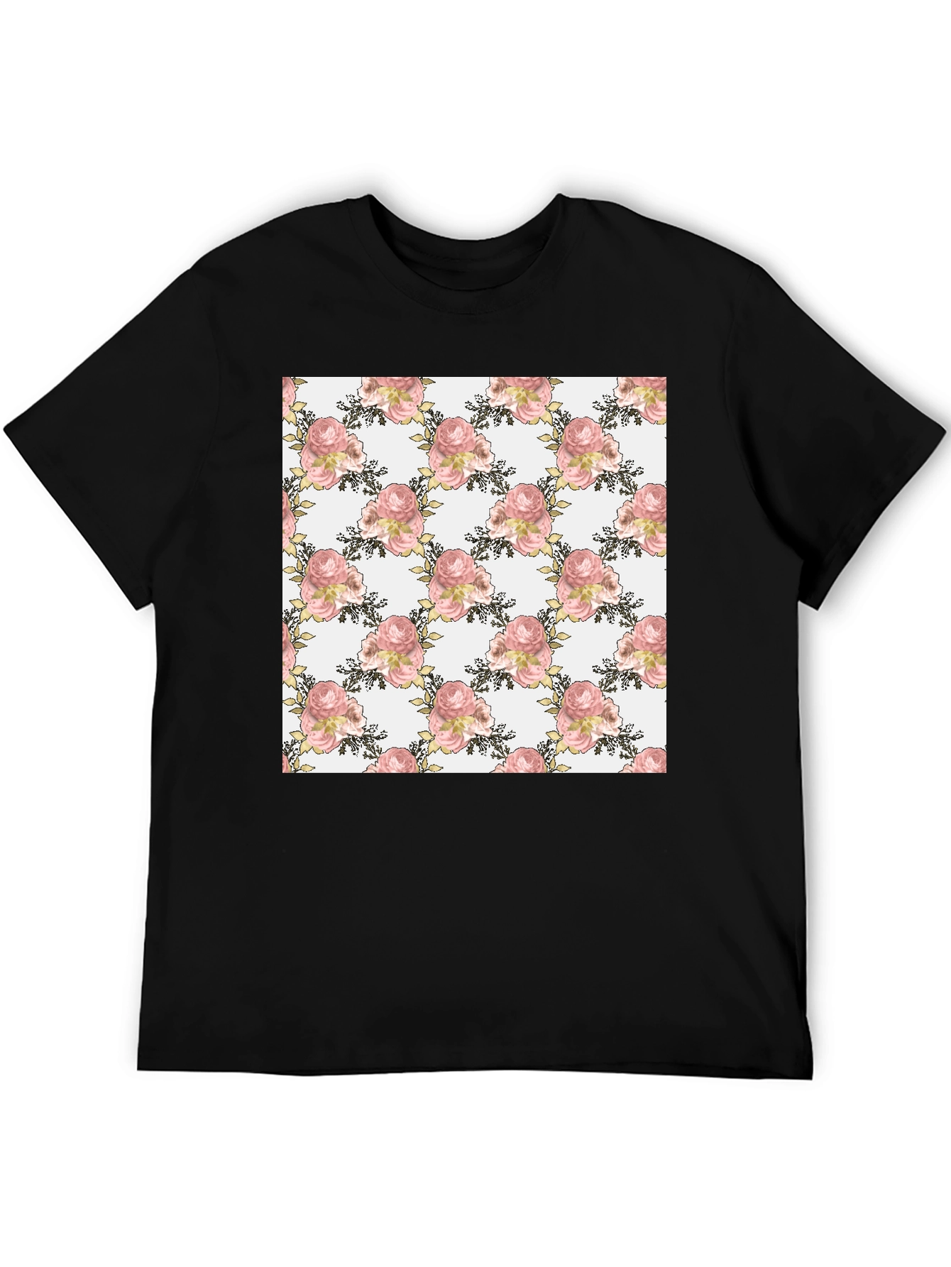 Floral Rose Pattern T-Shirt Stylish Menswear