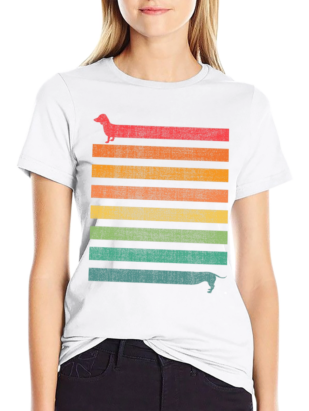 Dachshund Retro Striped Tee