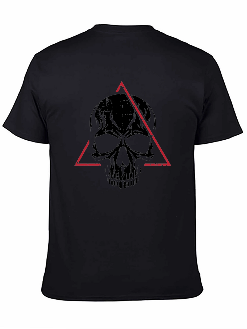 Edgy Skull Triangle Graphic Tee - Black