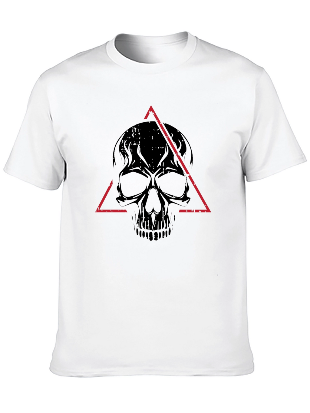 Edgy Skull Triangle Graphic Tee - Black