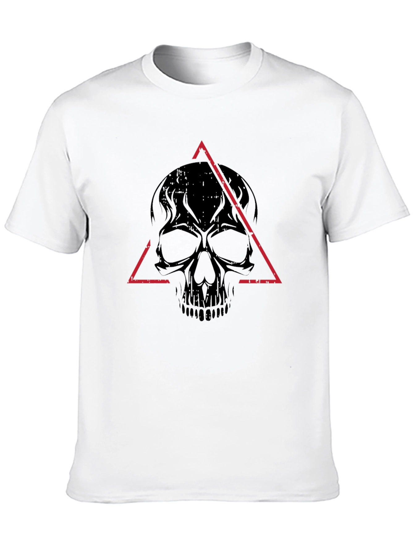 Edgy Skull Triangle Graphic Tee - Black