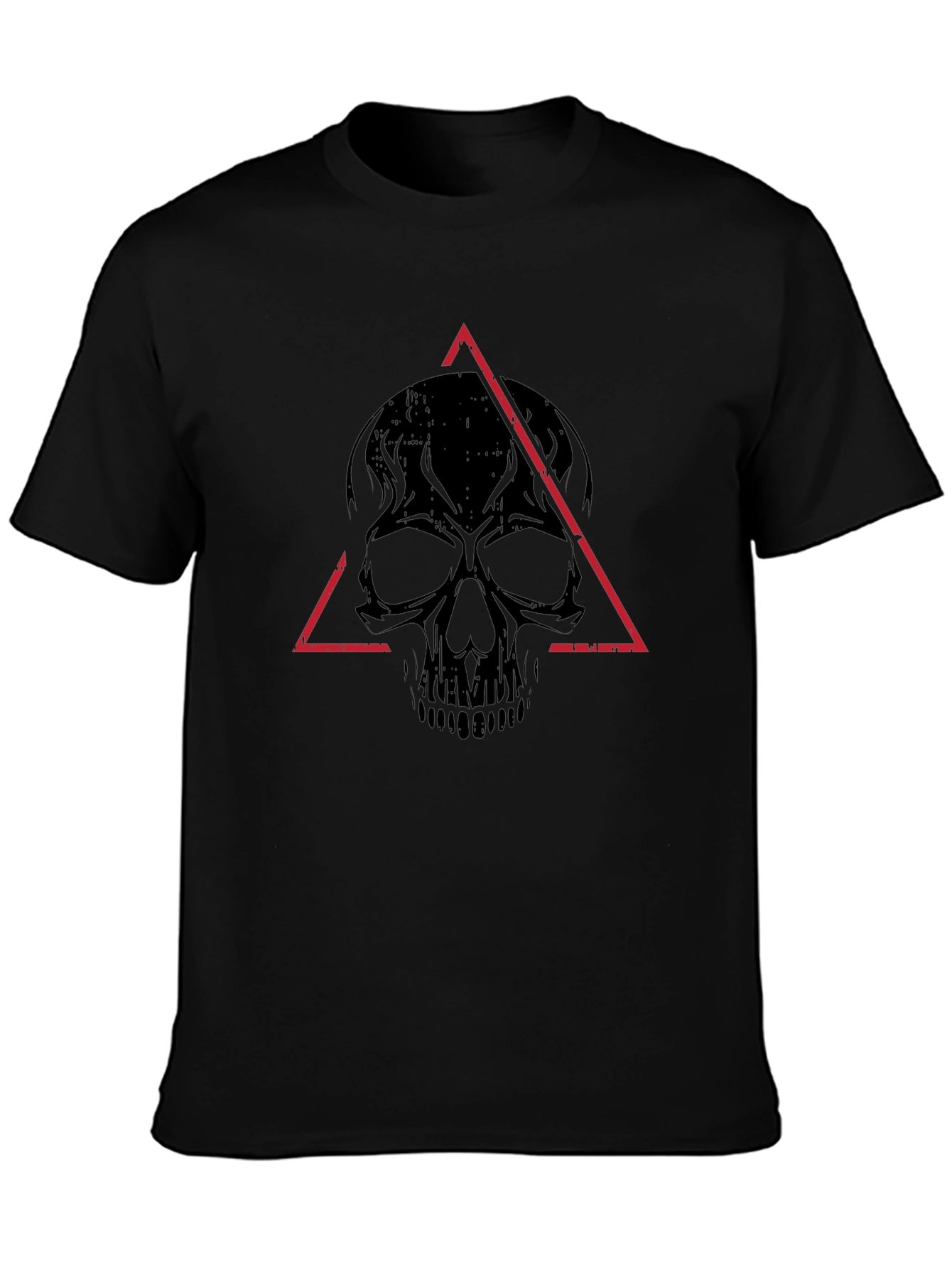 Edgy Skull Triangle Graphic Tee - Black