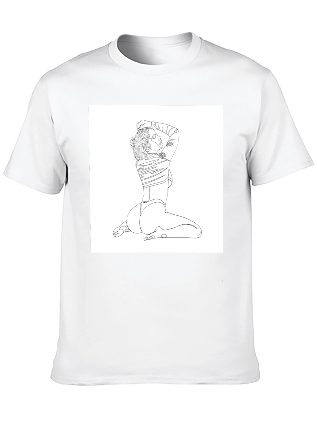 Line Art Woman Graphic Tee - Black