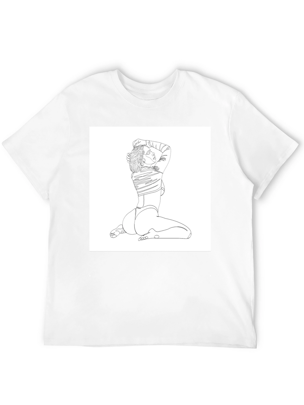 Line Art Woman Graphic Tee - Black