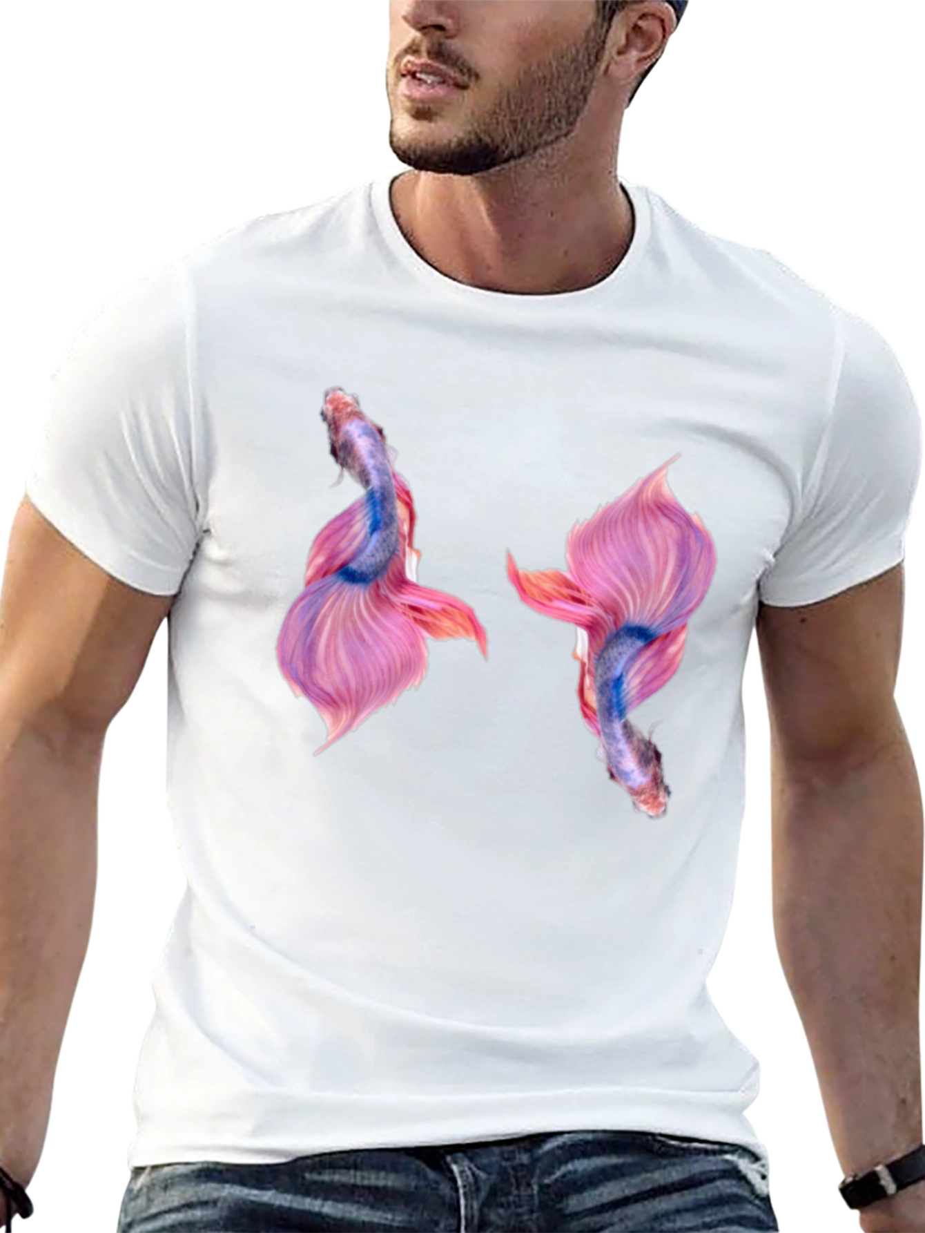 Betta Fish Graphic Print Black T-Shirt