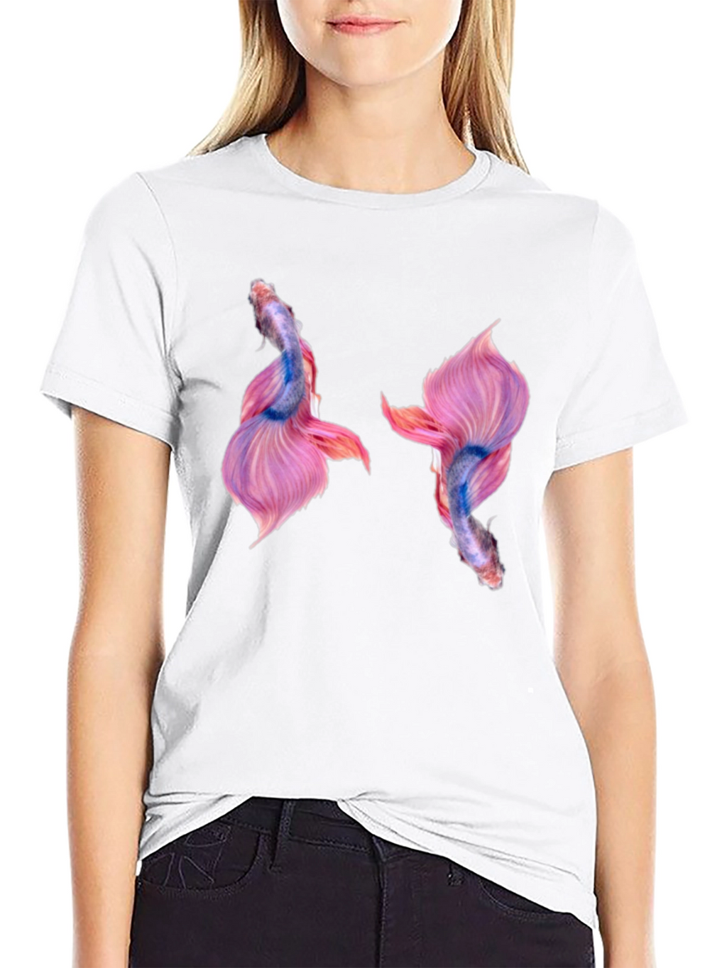 Betta Fish Graphic Print Black T-Shirt
