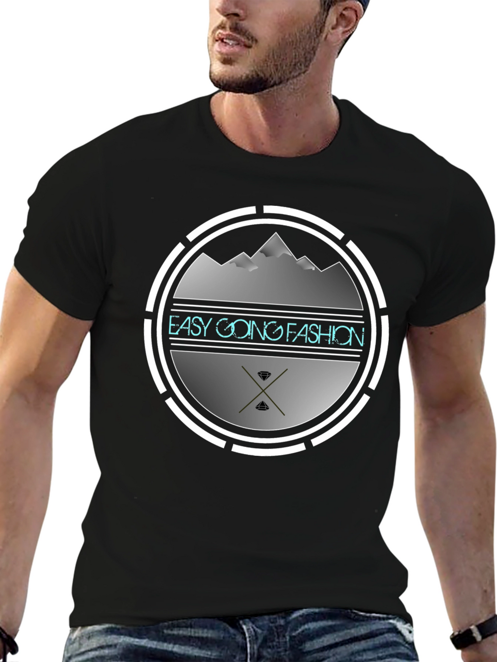 Easy Going Fashion Graphic Tee - Black