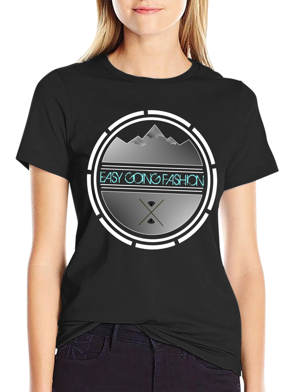 Easy Going Fashion Graphic Tee - Black