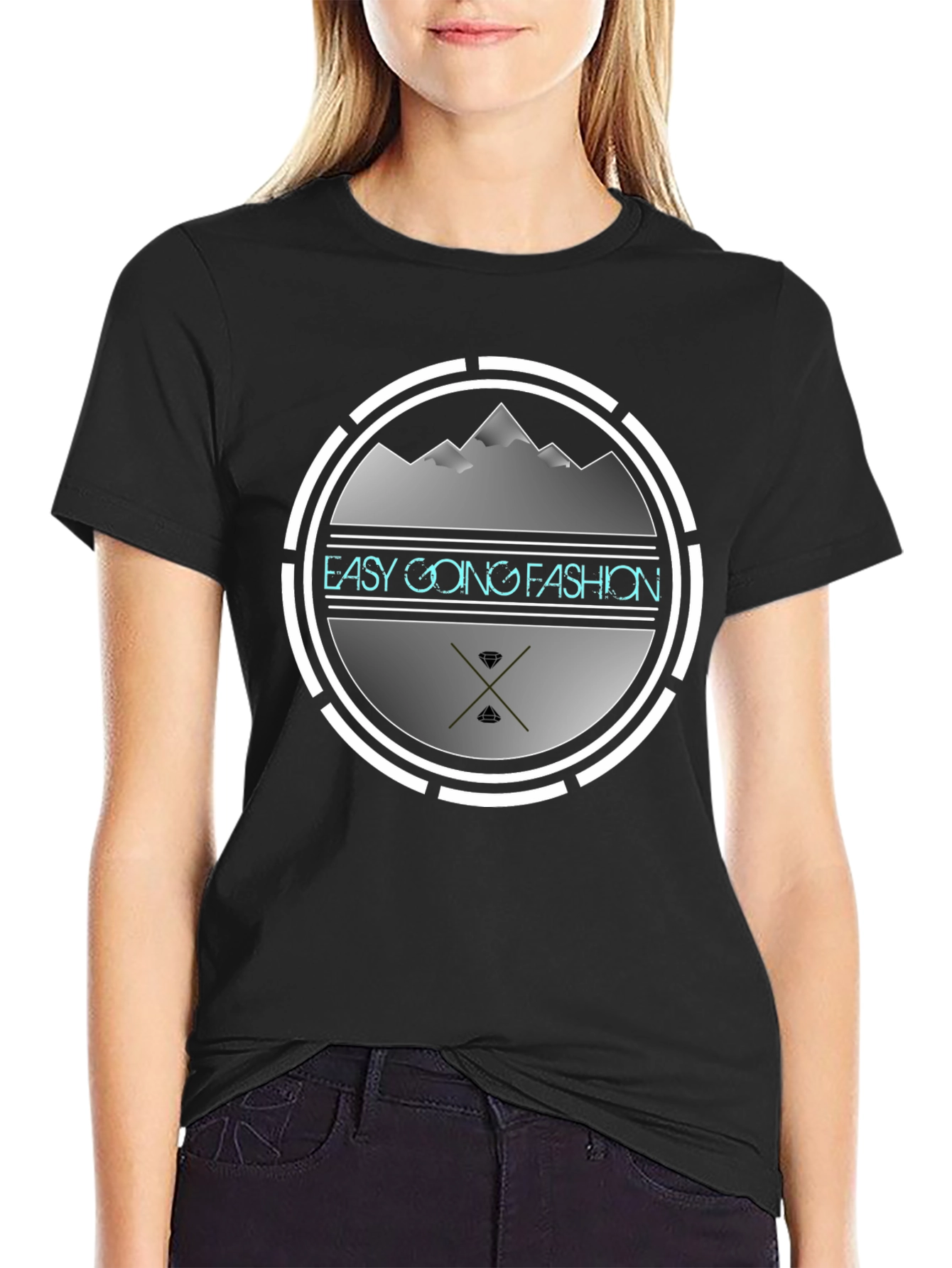 Easy Going Fashion Graphic Tee - Black