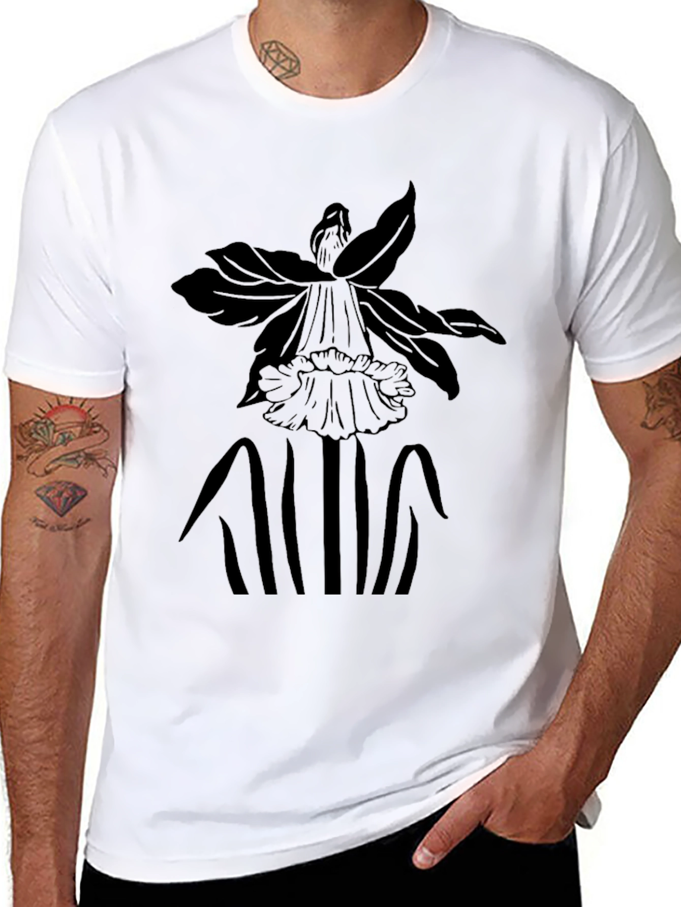 Floral Graphic Black T-Shirt