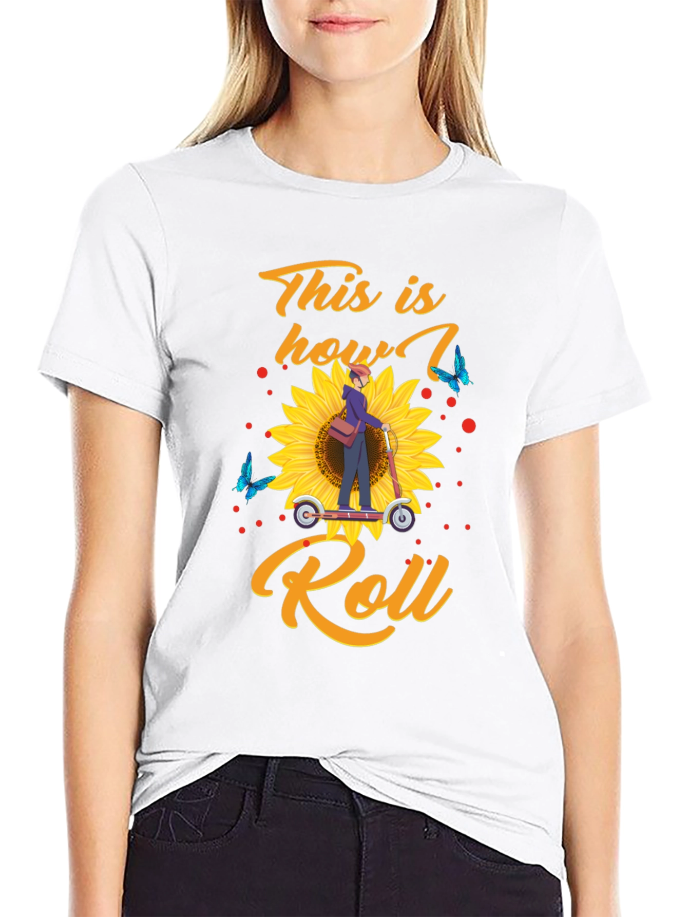 This is How I Roll T-Shirt: Sunflower Scooter Design