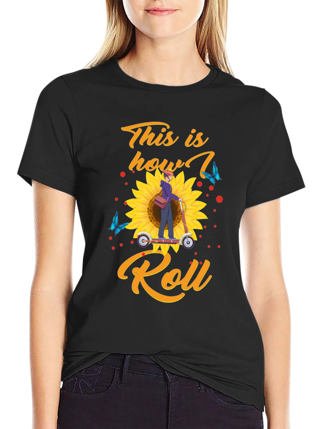 This is How I Roll T-Shirt: Sunflower Scooter Design
