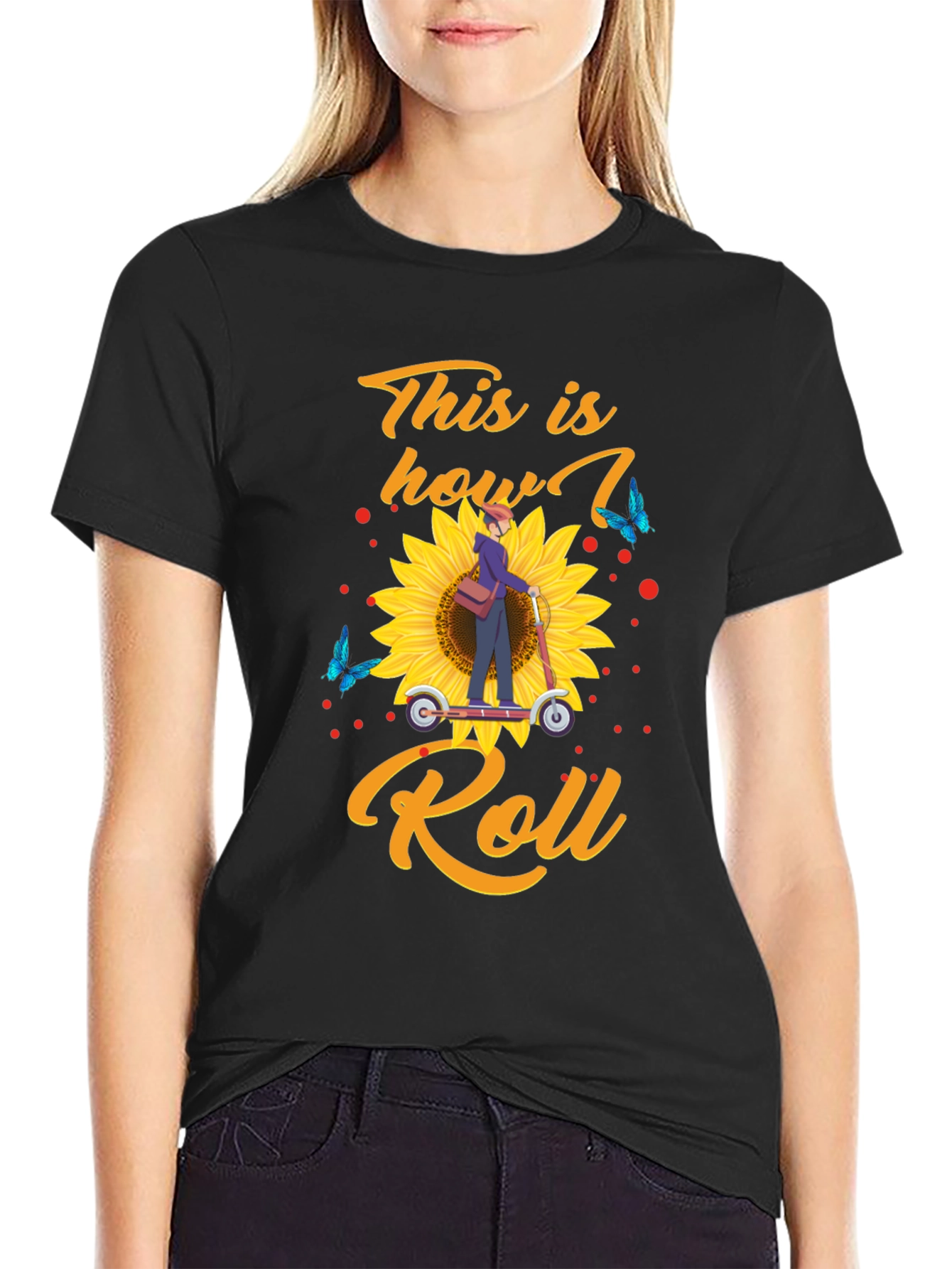 This is How I Roll T-Shirt: Sunflower Scooter Design