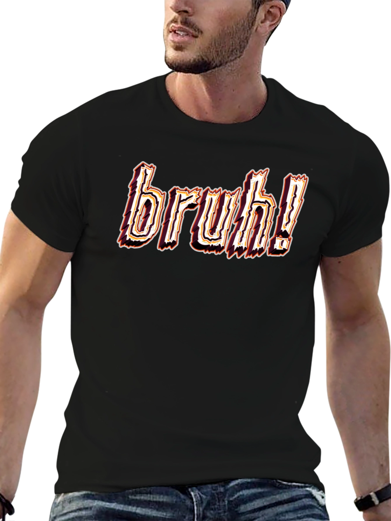 Bruh! Graphic Tee - Black Cotton Blend