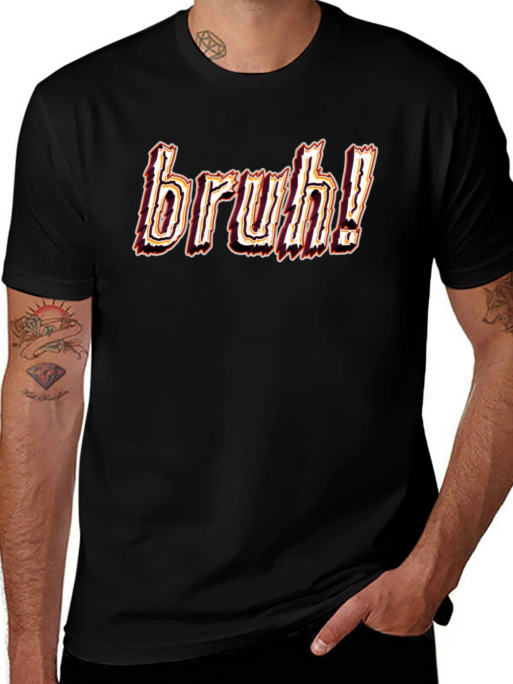 Bruh! Graphic Tee - Black Cotton Blend