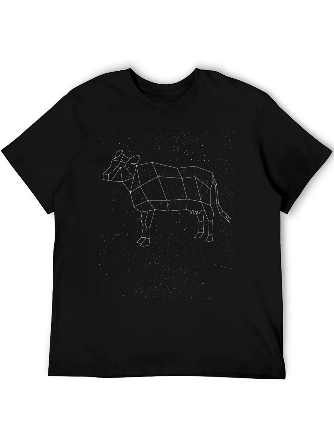 Geometric Cow Constellation Black T-Shirt