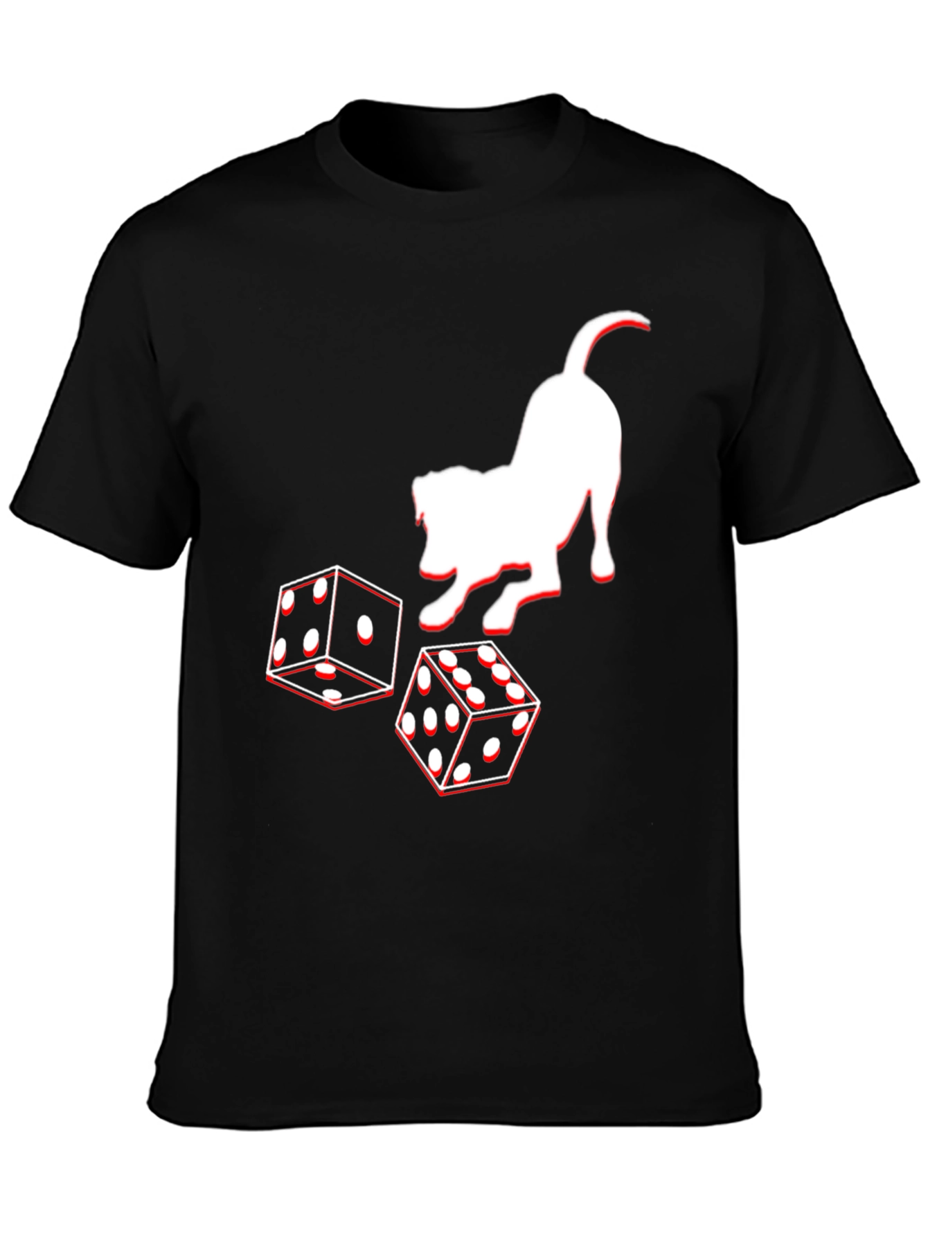 Dog and Dice Graphic Tee - Black Casual T-Shirt