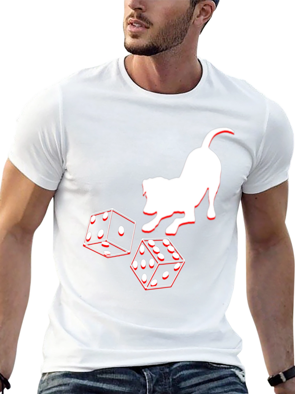 Dog and Dice Graphic Tee - Black Casual T-Shirt