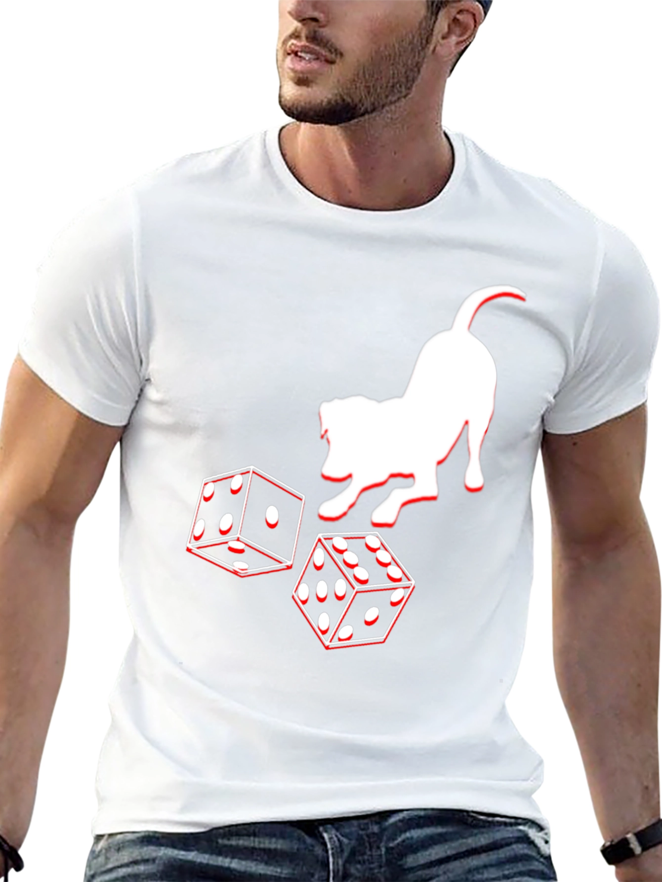 Dog and Dice Graphic Tee - Black Casual T-Shirt