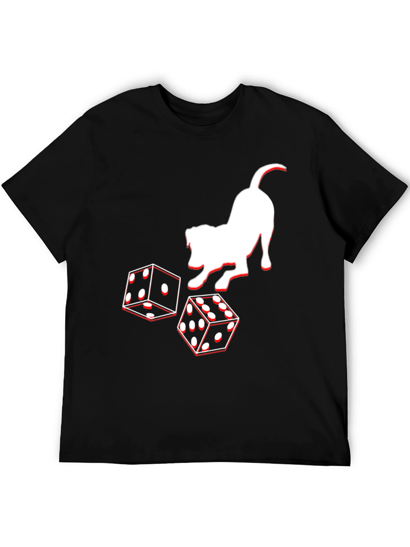 Dog and Dice Graphic Tee - Black Casual T-Shirt