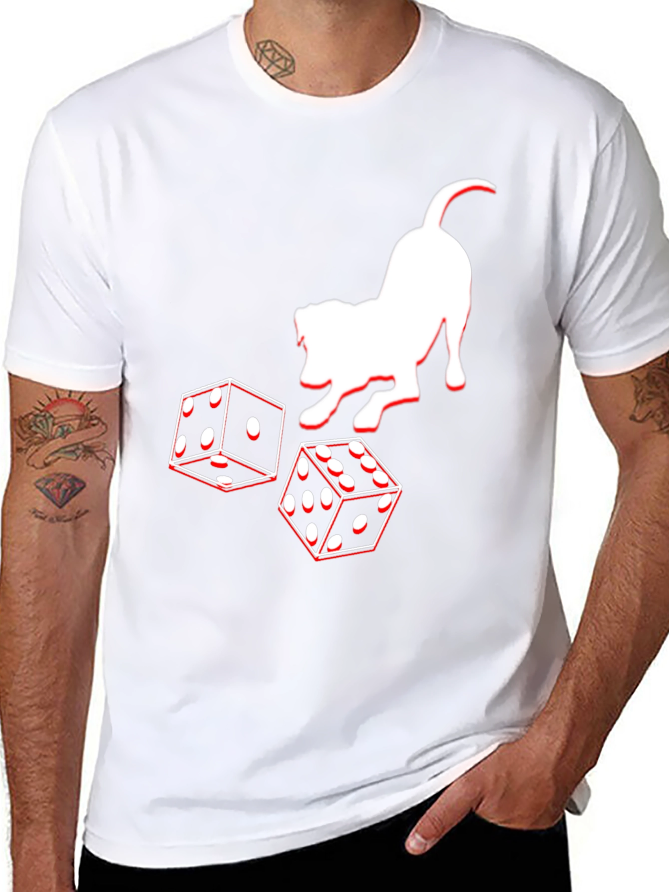 Dog and Dice Graphic Tee - Black Casual T-Shirt